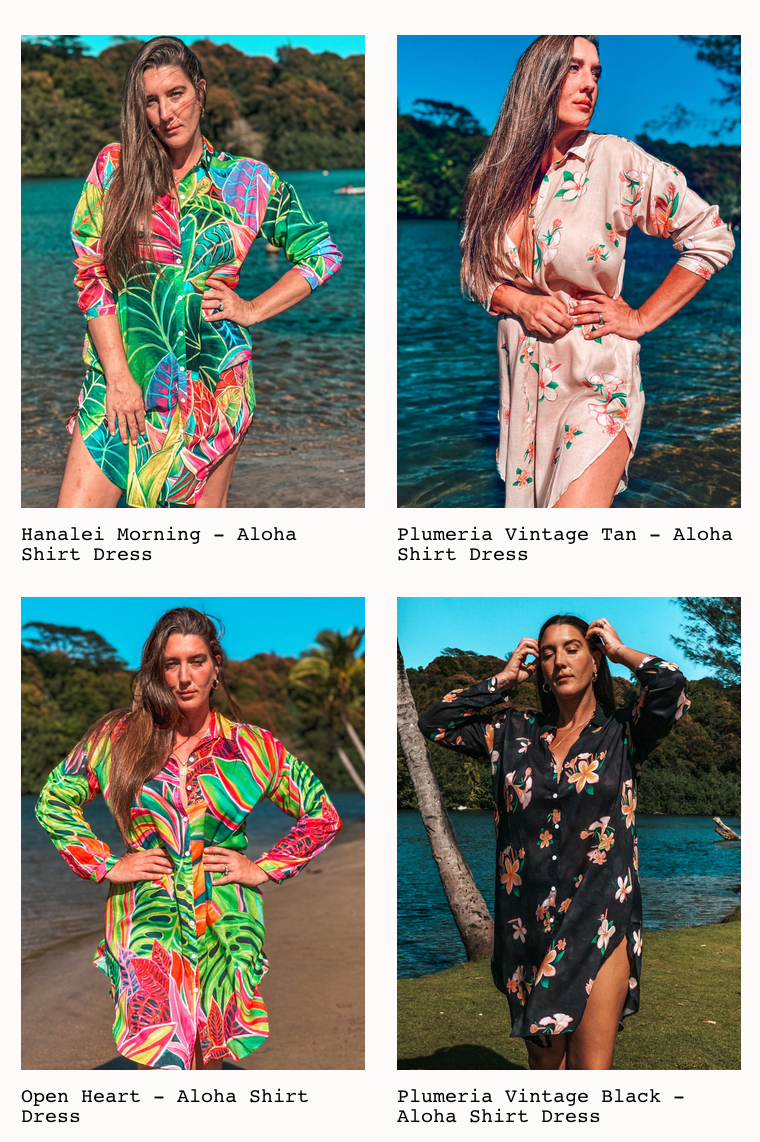 Aloha Buttoned Oversized Shirt Dress - Hawaiian Floral Print - Shop NOW