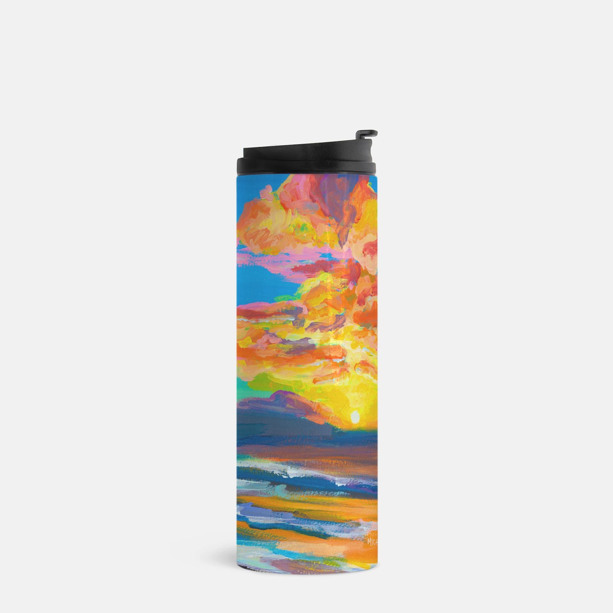 Tropical Sunset Thermal Tumbler 16oz | Hawaiian Landscape Insulated Stainless Steel Travel Mug