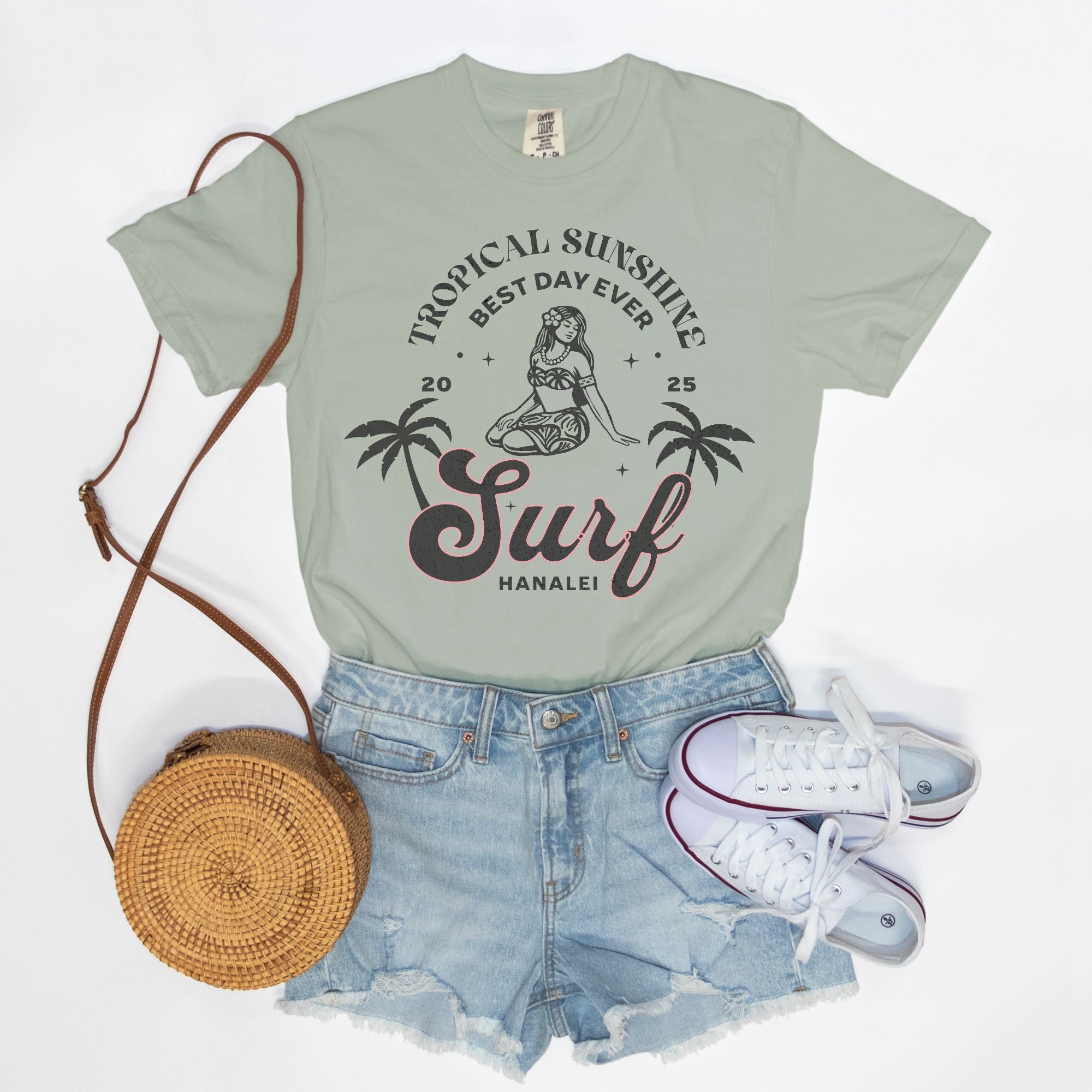 Tropical Sunshine Best Day Ever Hanalei Surf T-Shirt