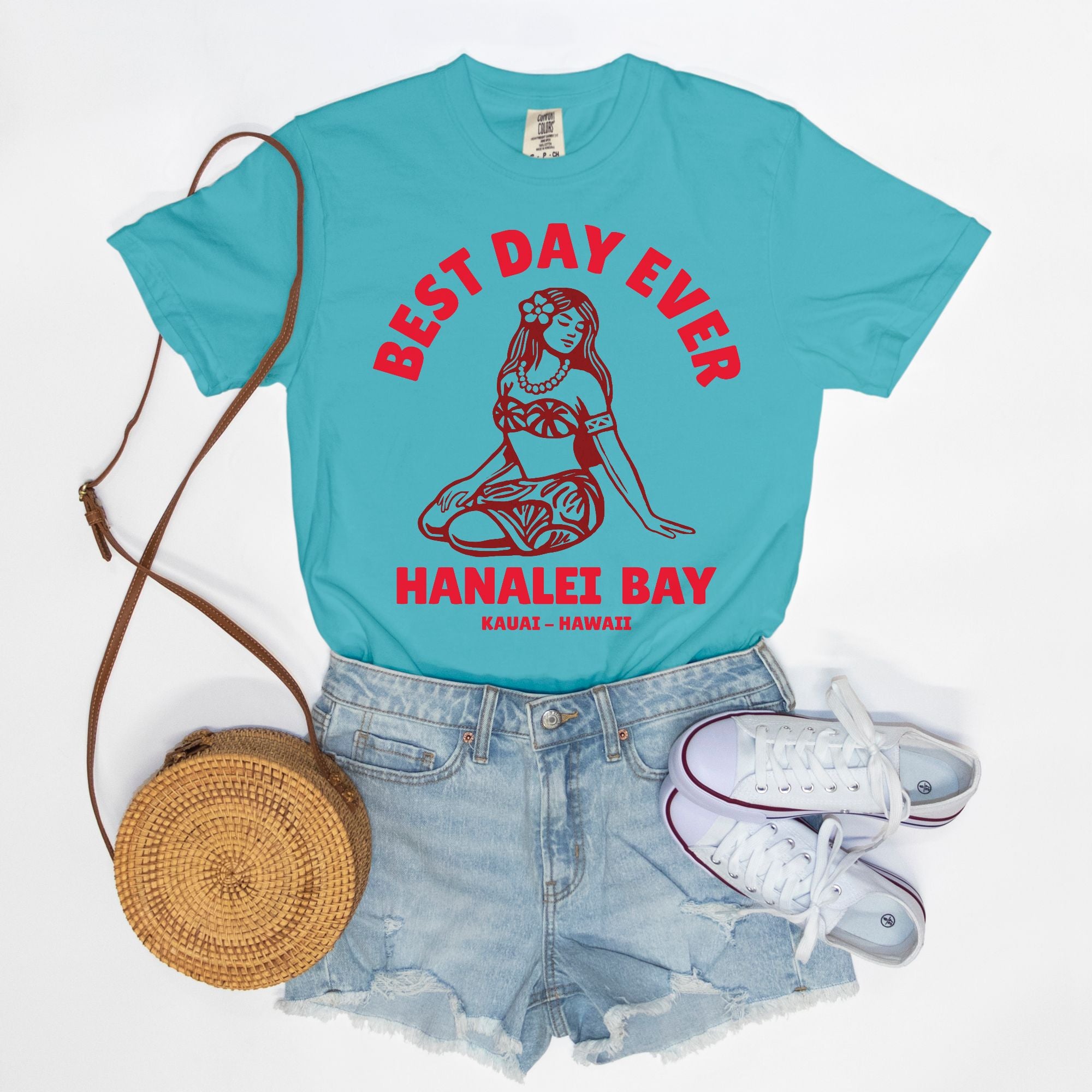 Tahitian Red - Best Day Ever – Hanalei Bay Logo Girl - Kauai - Hawaii T-shirt