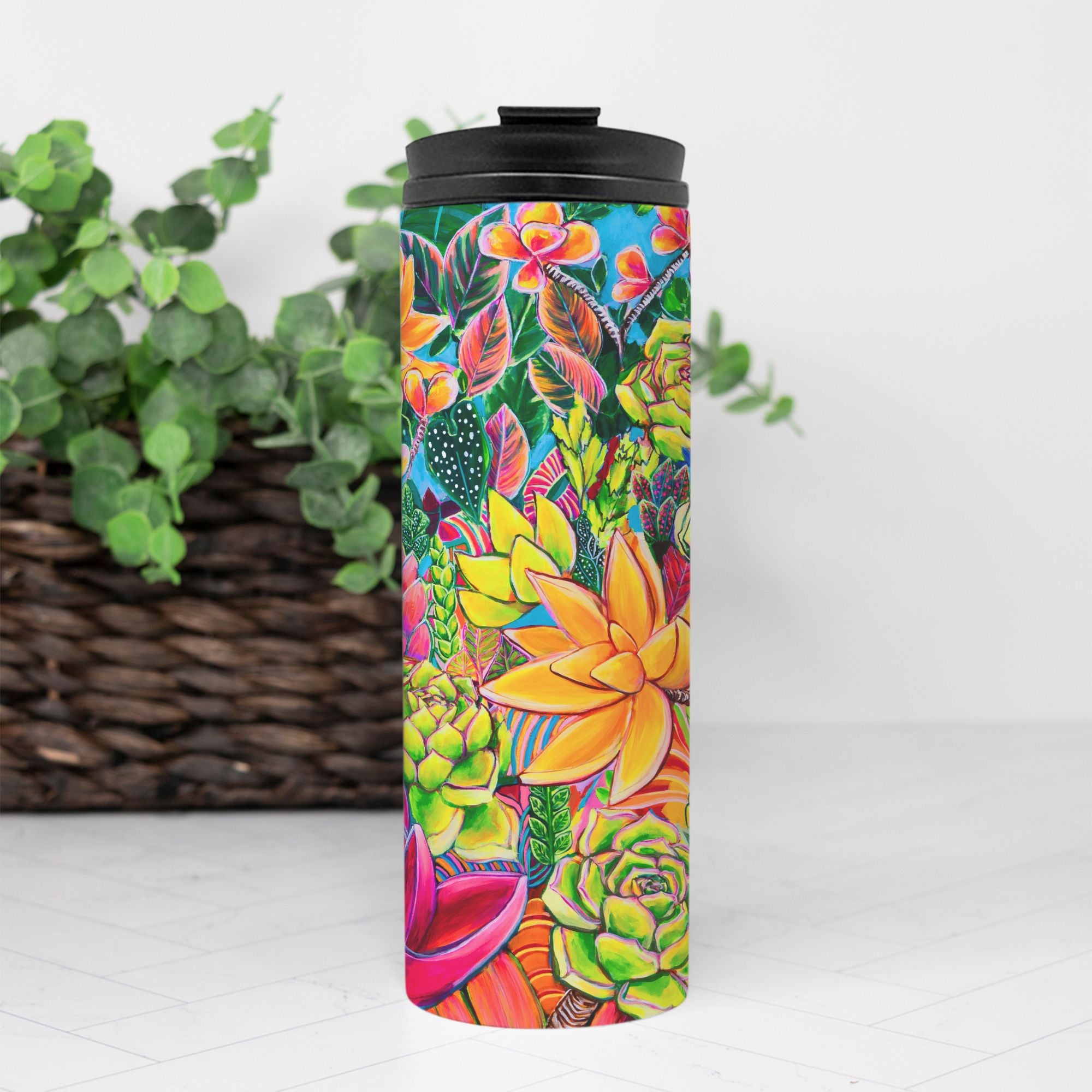 Hawaii Thermal Tumbler 16oz | Insulated Stainless Steel Travel Mug with Hawaiian Floral Print