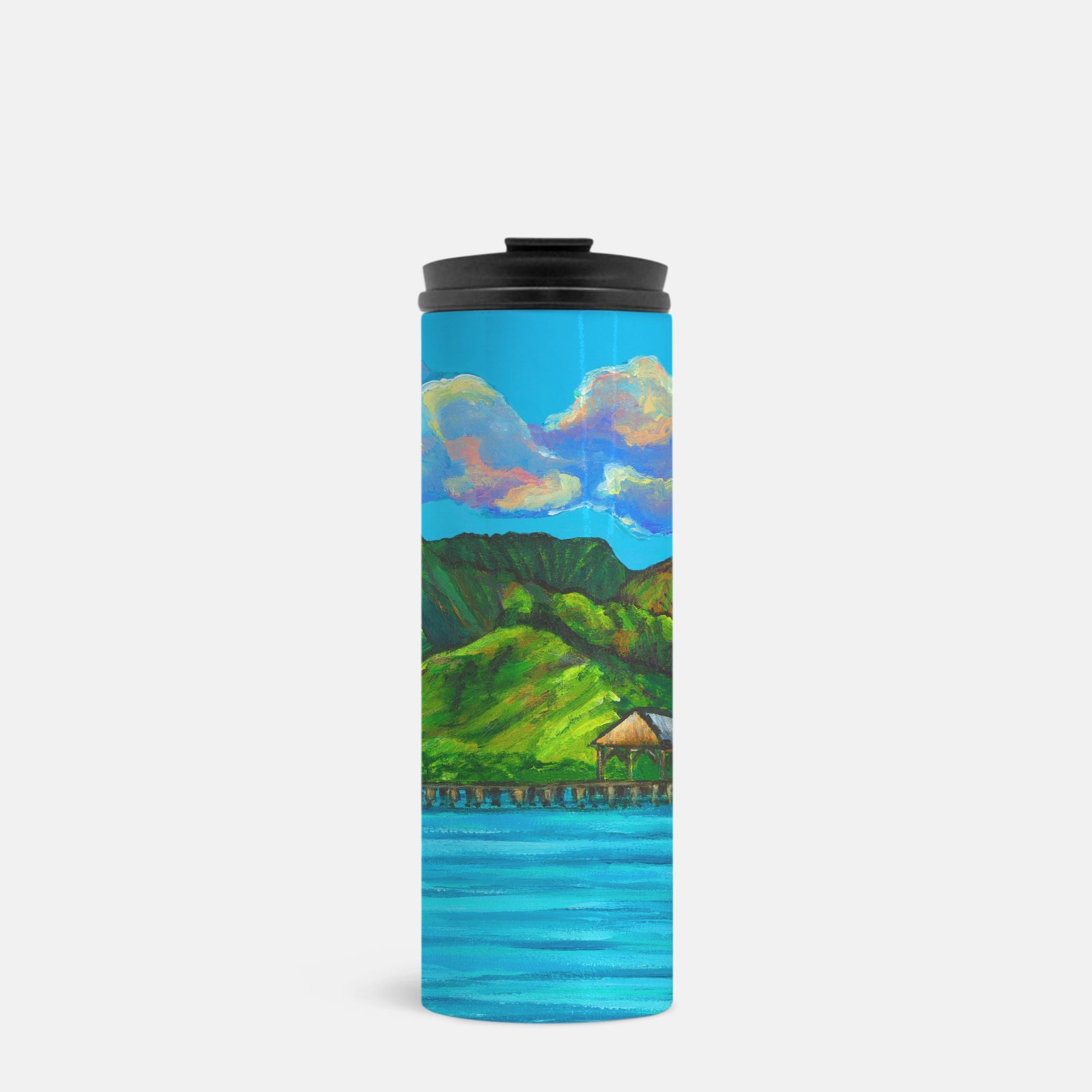 Hanalei Pier Thermal Tumbler 16oz | Hawaiian Insulated Stainless Steel Travel Mug