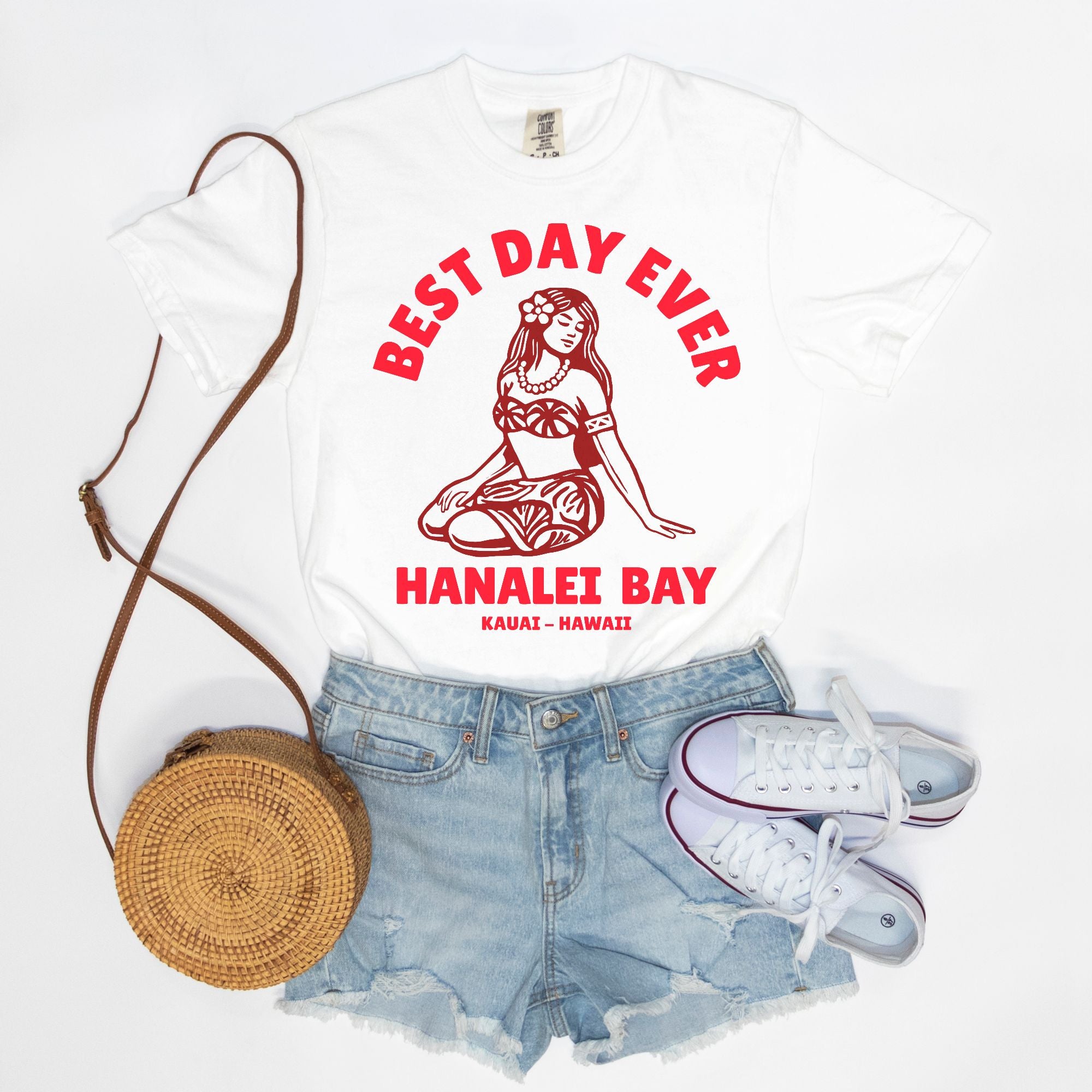 Tahitian Red - Best Day Ever – Hanalei Bay Logo Girl - Kauai - Hawaii T-shirt