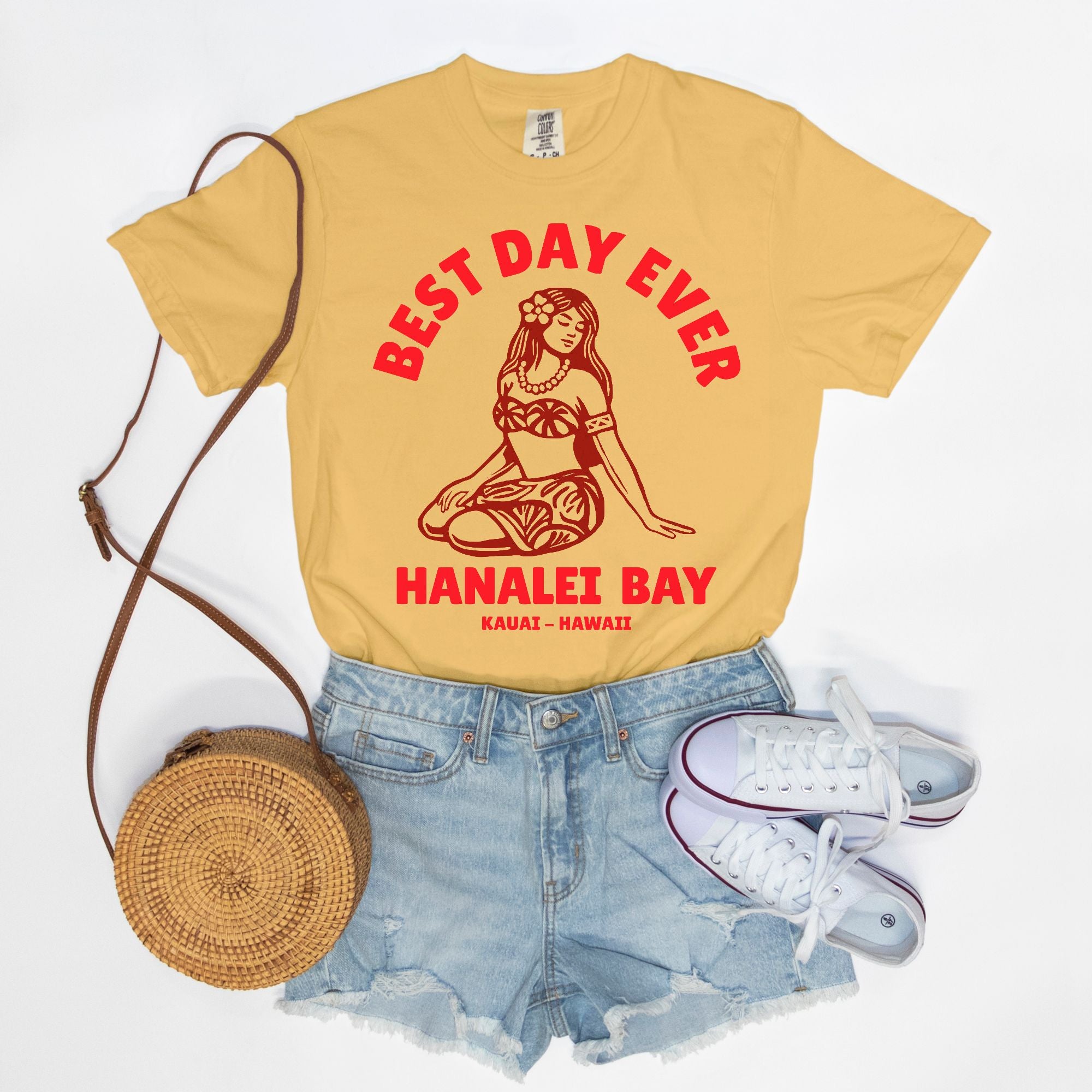 Tahitian Red - Best Day Ever – Hanalei Bay Logo Girl - Kauai - Hawaii T-shirt