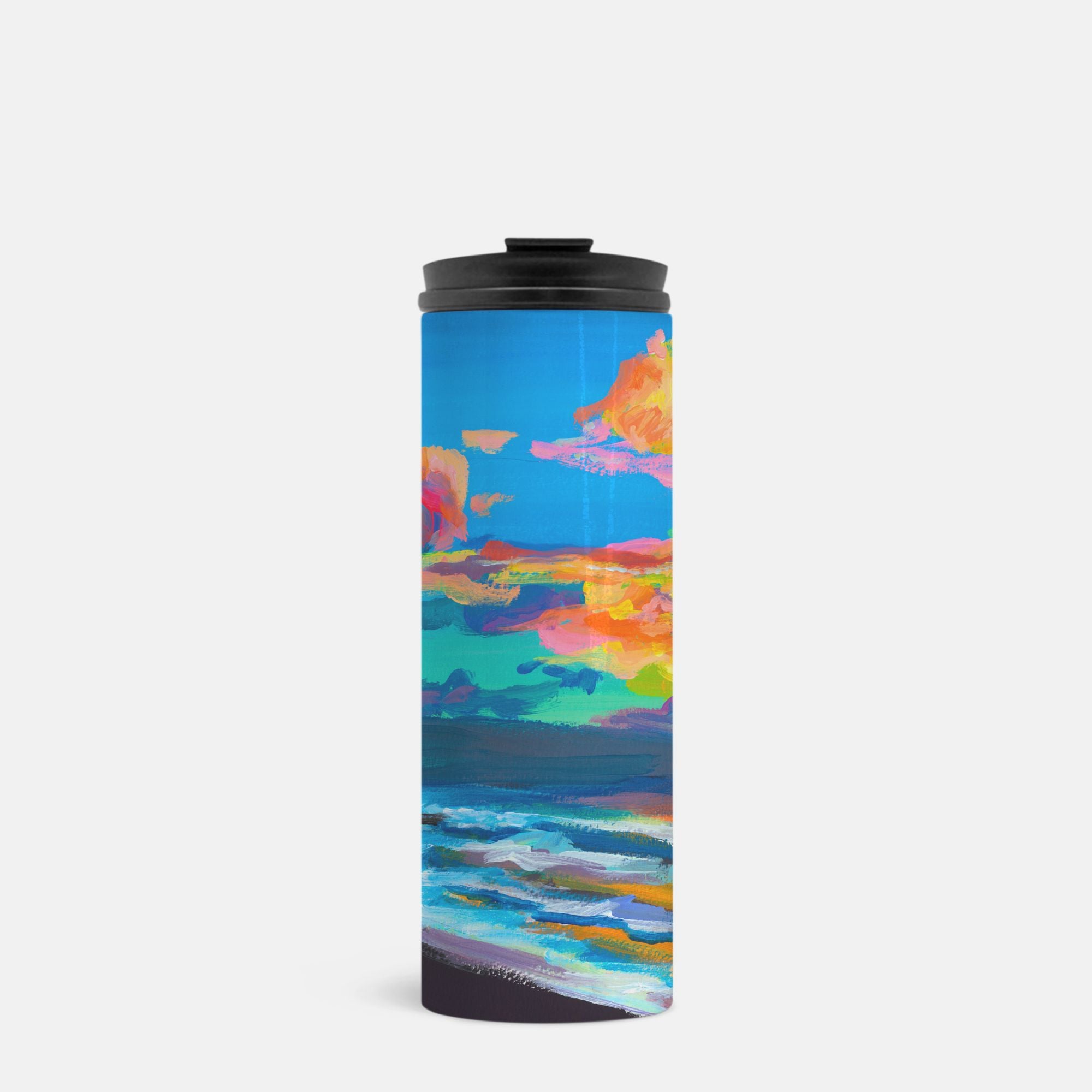 Tropical Sunset Thermal Tumbler 16oz | Hawaiian Landscape Insulated Stainless Steel Travel Mug