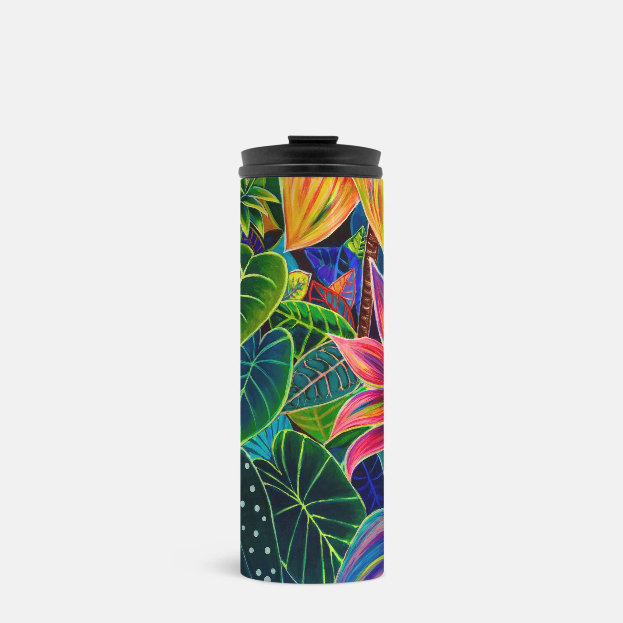 Hanalei Morning Floral Thermal Tumbler 16oz | Hawaiian Insulated Stainless Steel Travel Mug