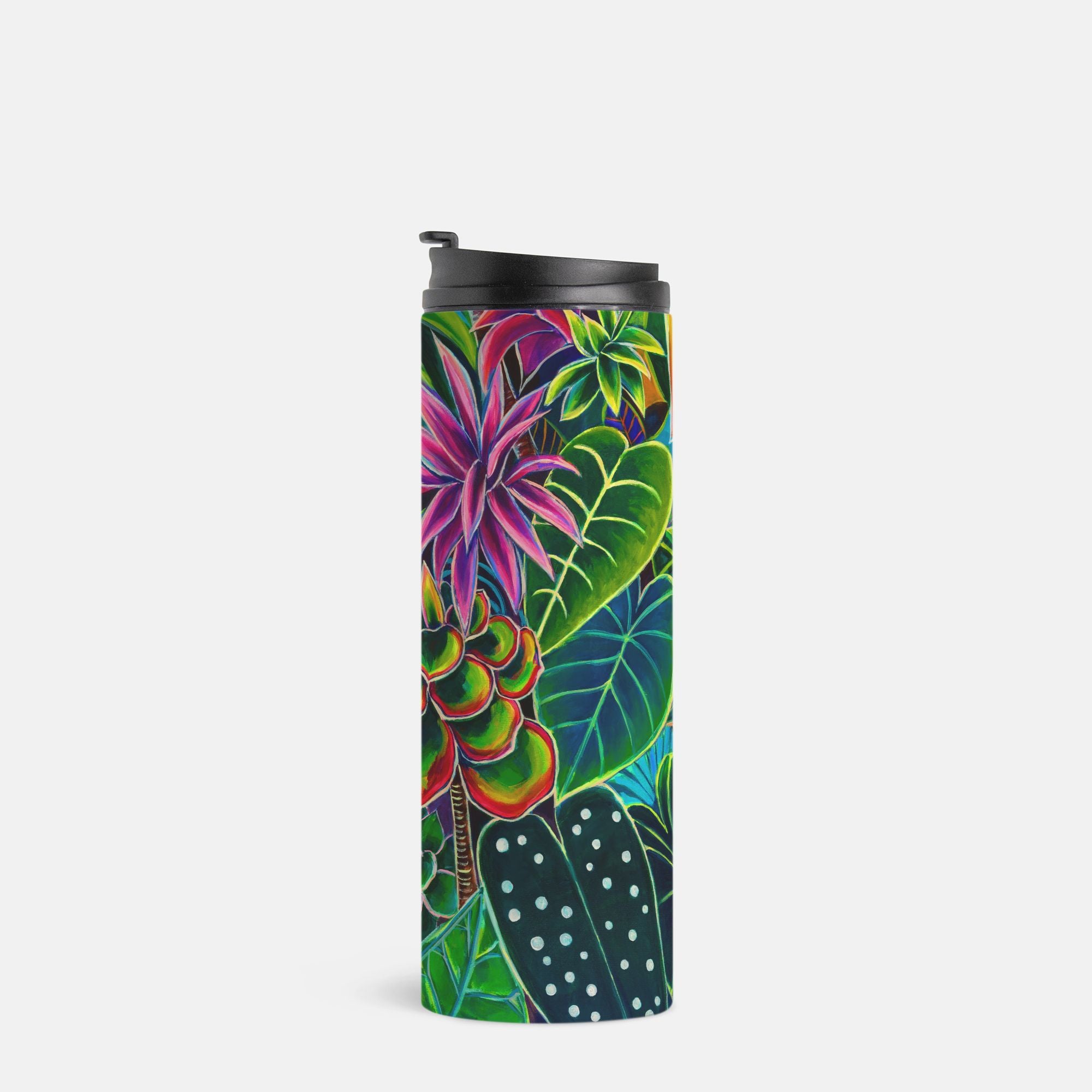 Hanalei Morning Floral Thermal Tumbler 16oz | Hawaiian Insulated Stainless Steel Travel Mug