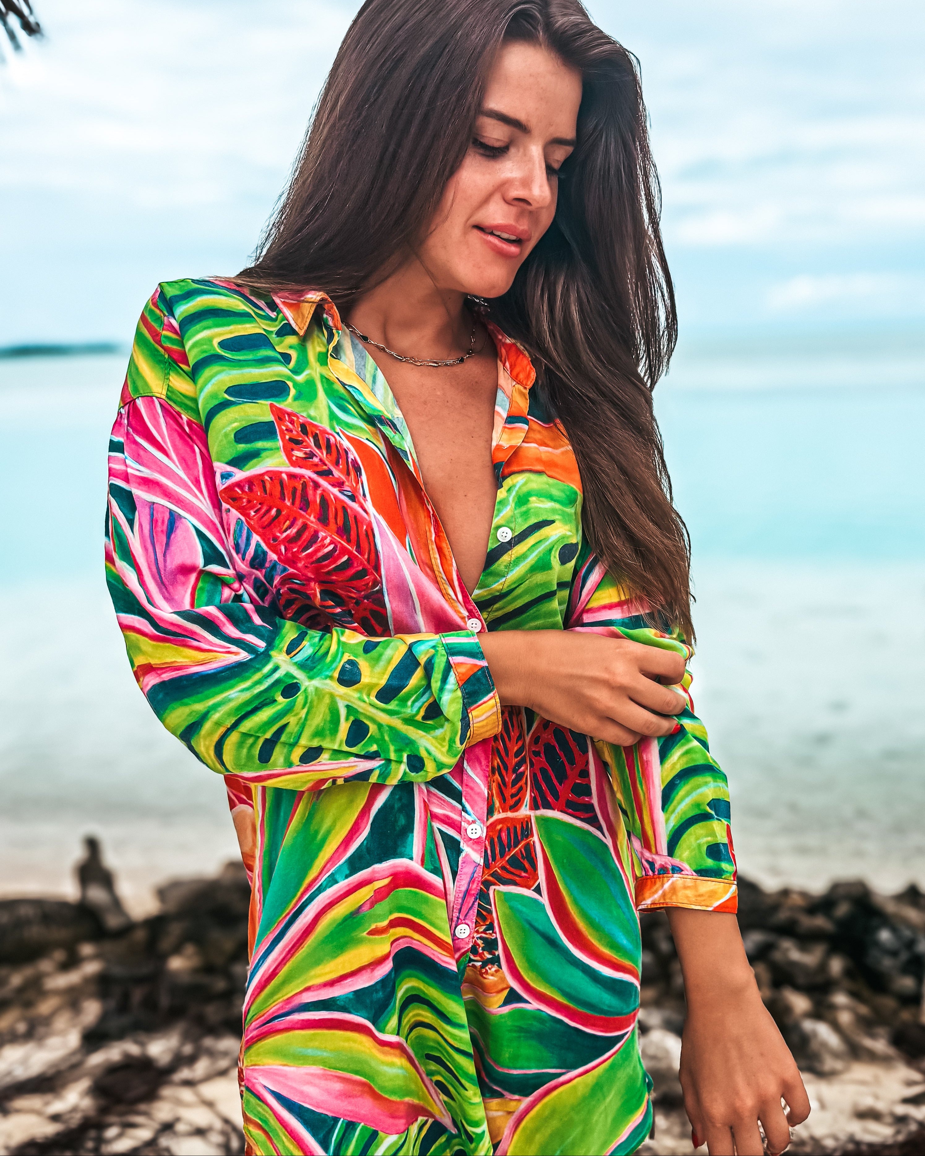 Aloha Shirt Dress - Open Heart