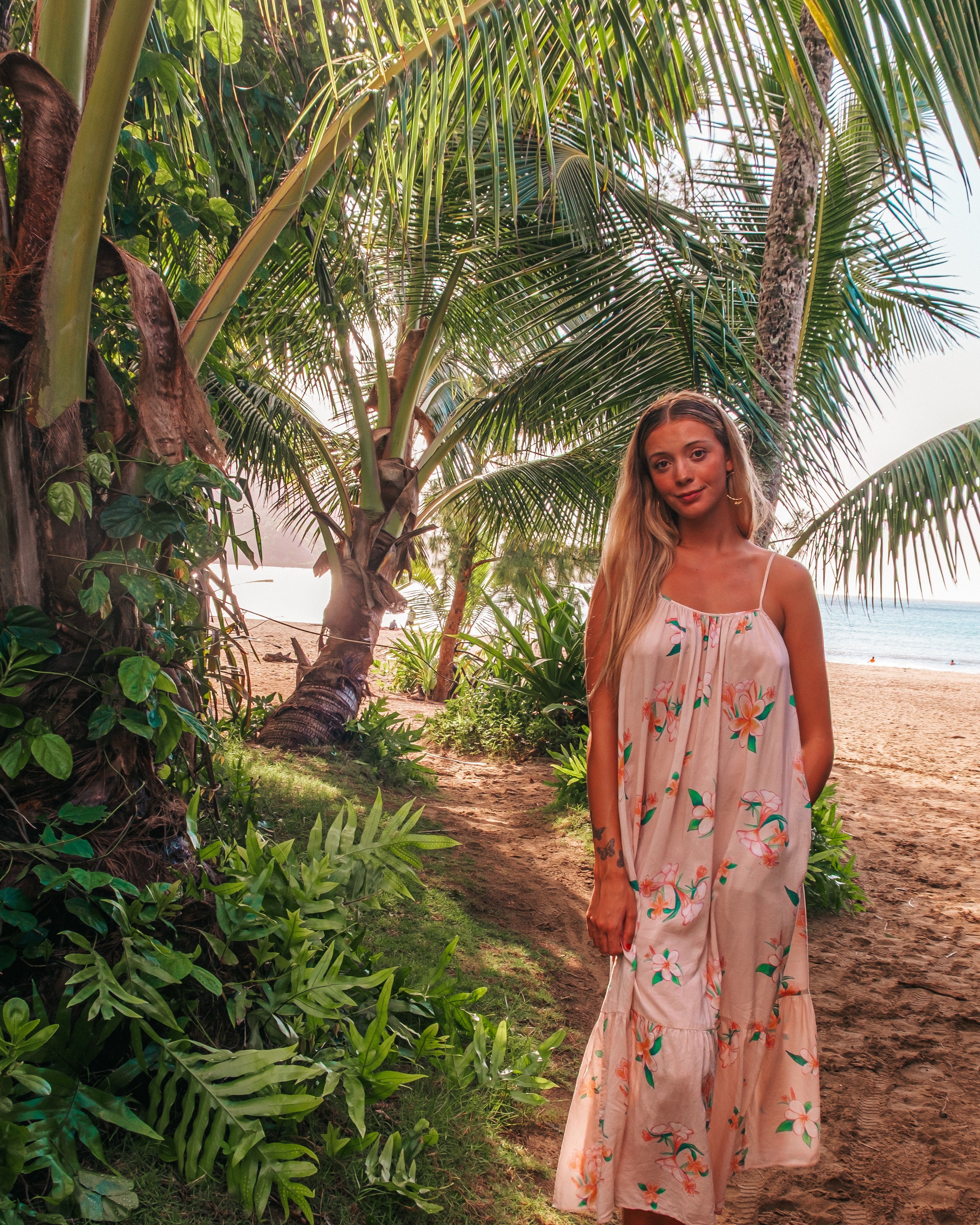Aloha Boho Dress - Plumeria Vintage Tan