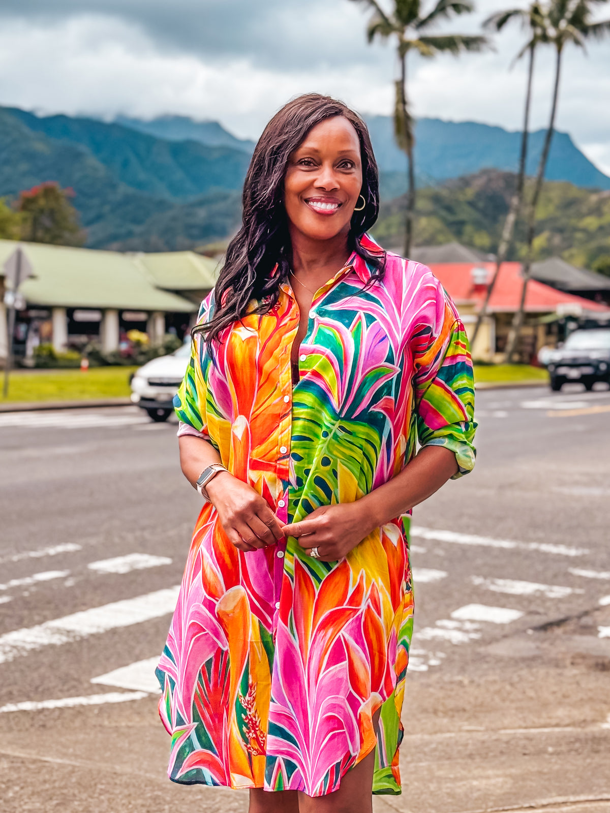 Aloha Shirt Dress - Open Heart