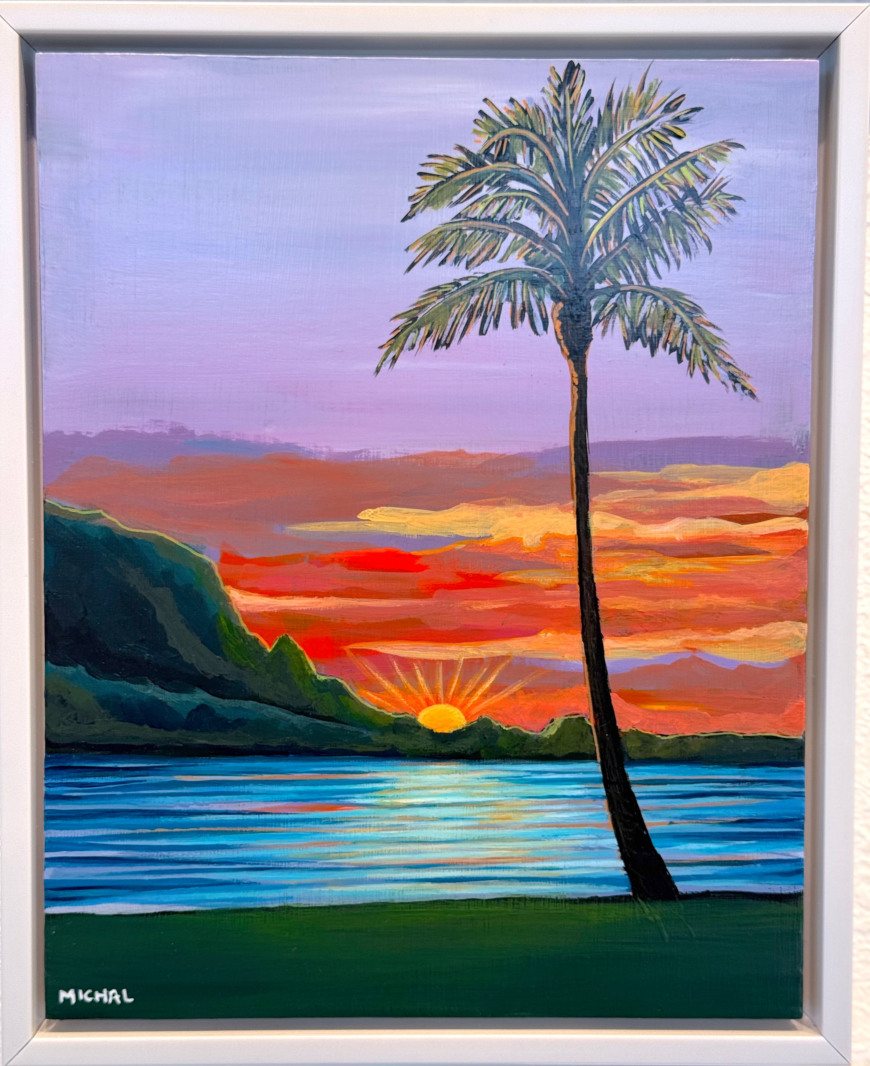 NEW Hanalei Sunset: The Black Series – Original Painting on Wood by Michal - Rare Originals