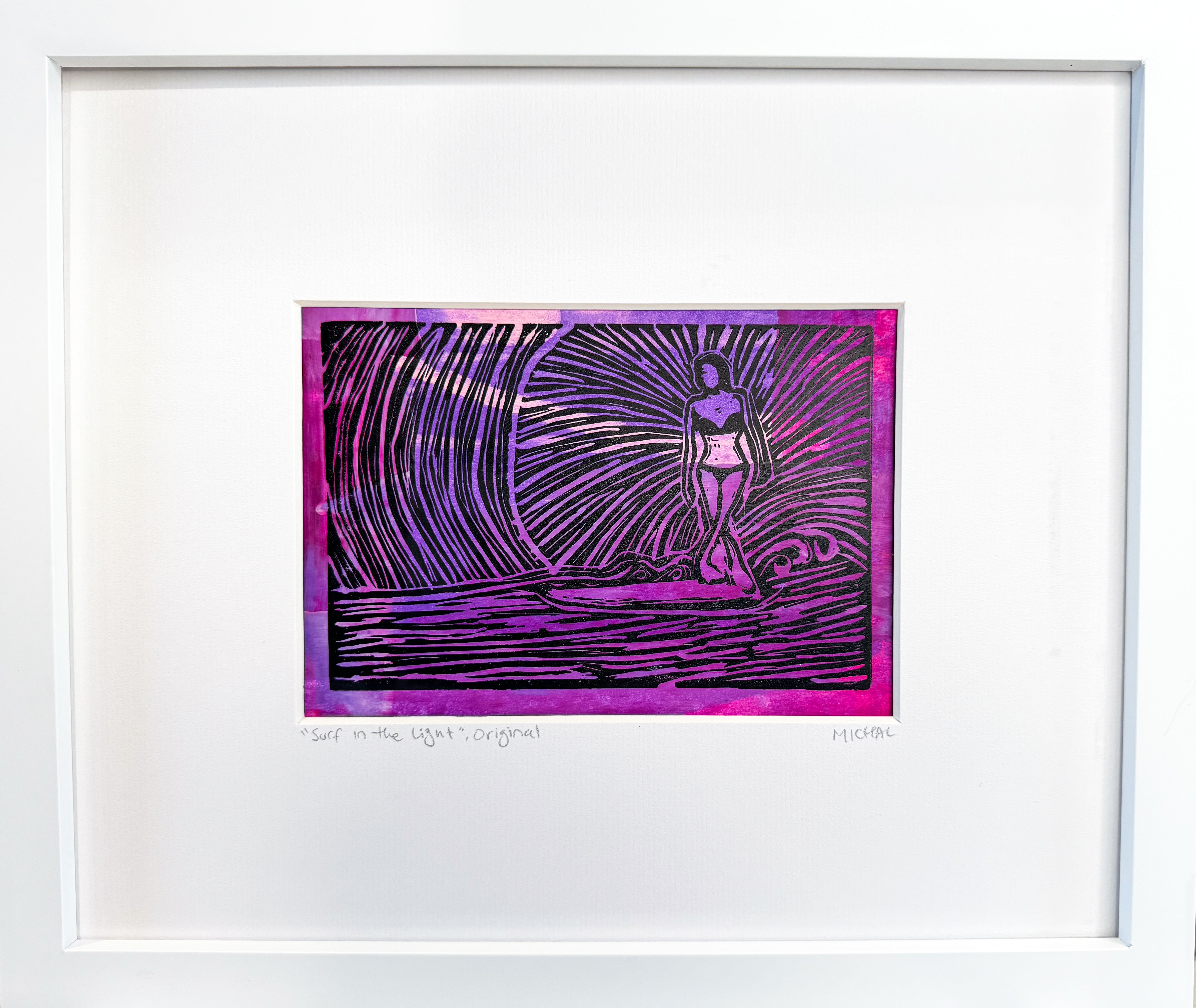 New 2025 SURF IN THE LIGHT - ORIGINAL lino cut