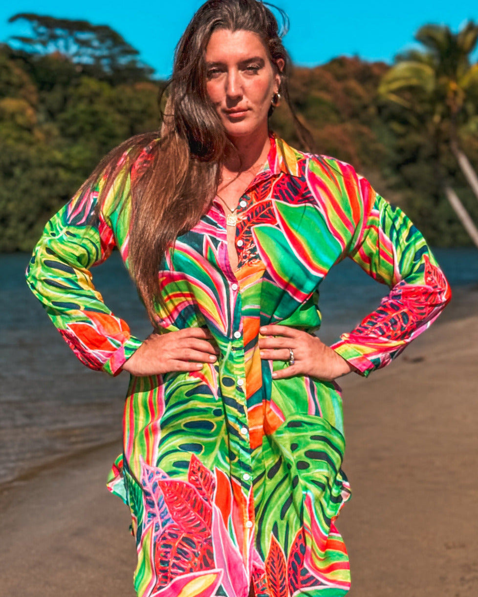 Aloha Shirt Dress - Open Heart