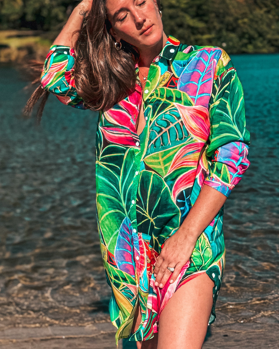 Aloha Shirt Dress - Hanalei Morning