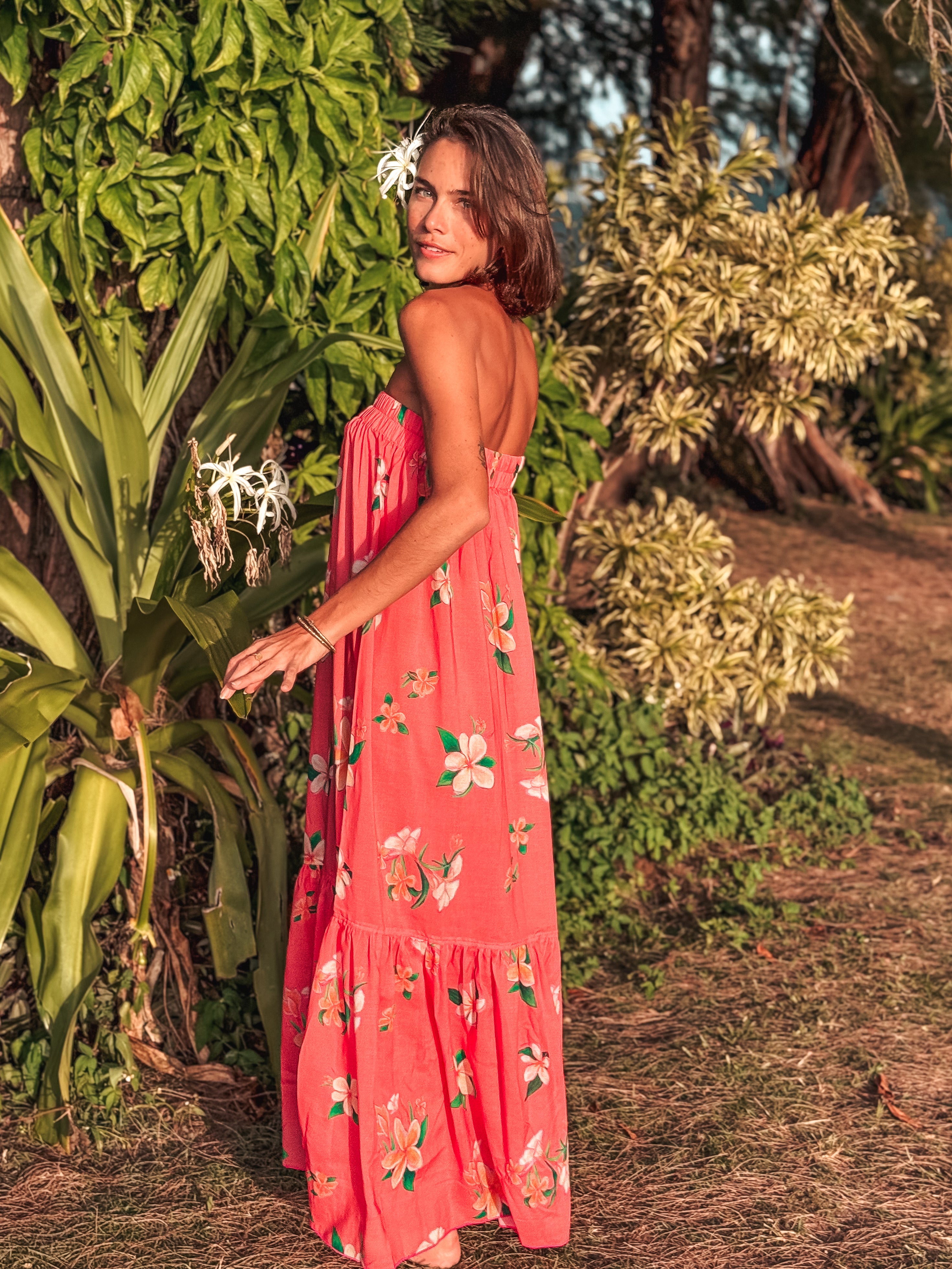 Back in stock - Strapless Sun Dress - Plumeria Hanalei Pink