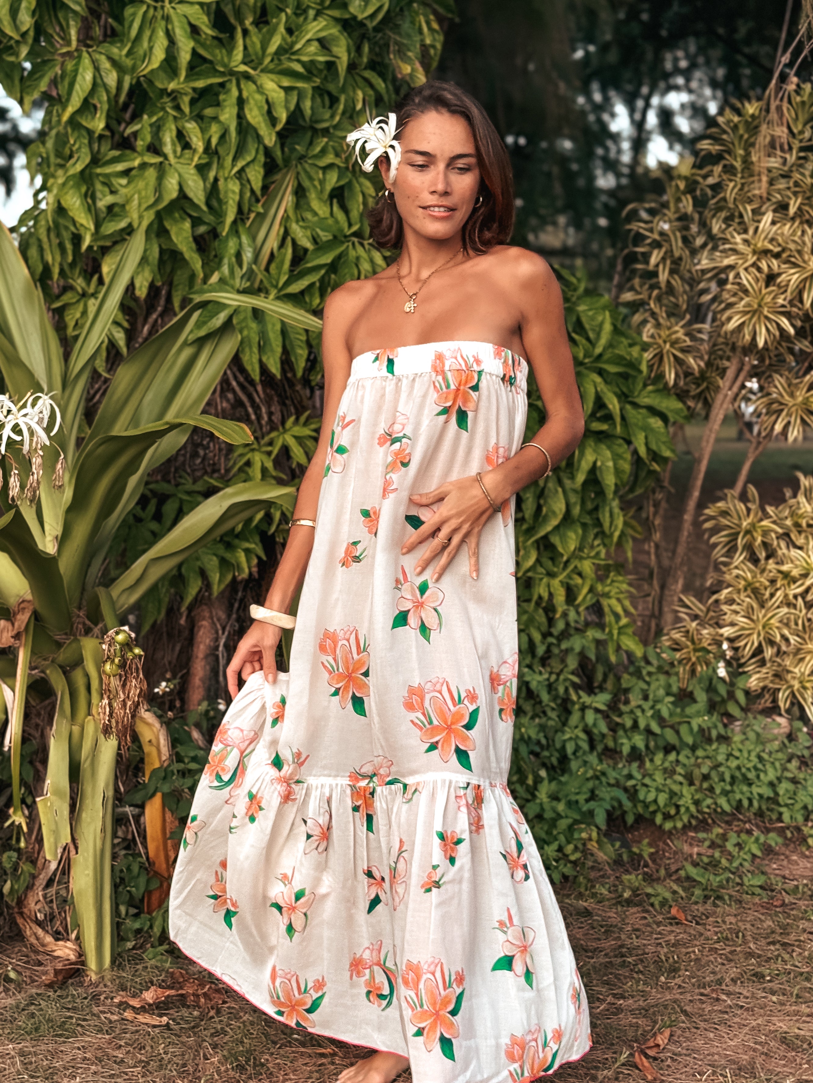 Strapless Sun Dress - Plumeria French Vanilla