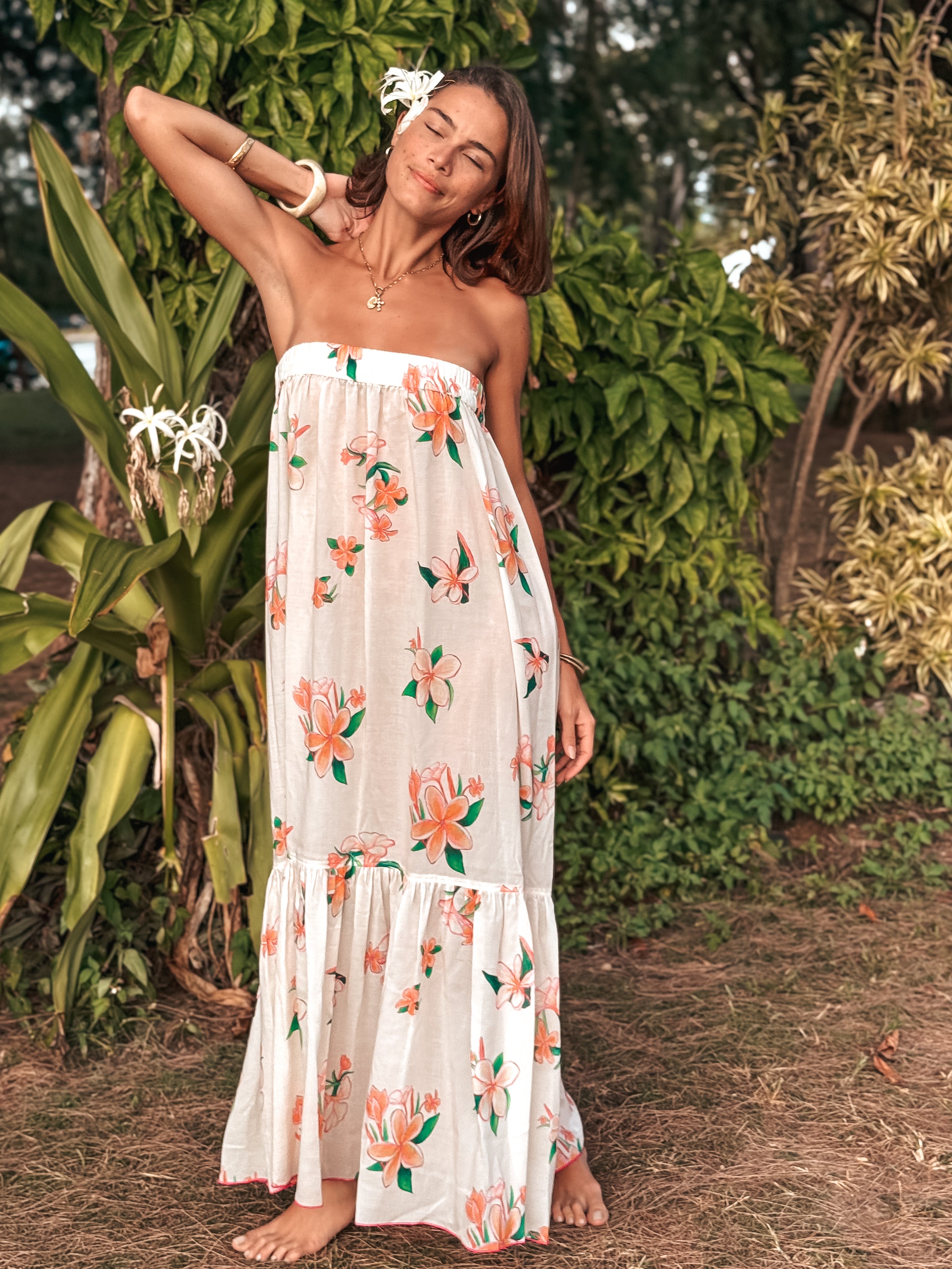 Strapless Sun Dress - Plumeria French Vanilla
