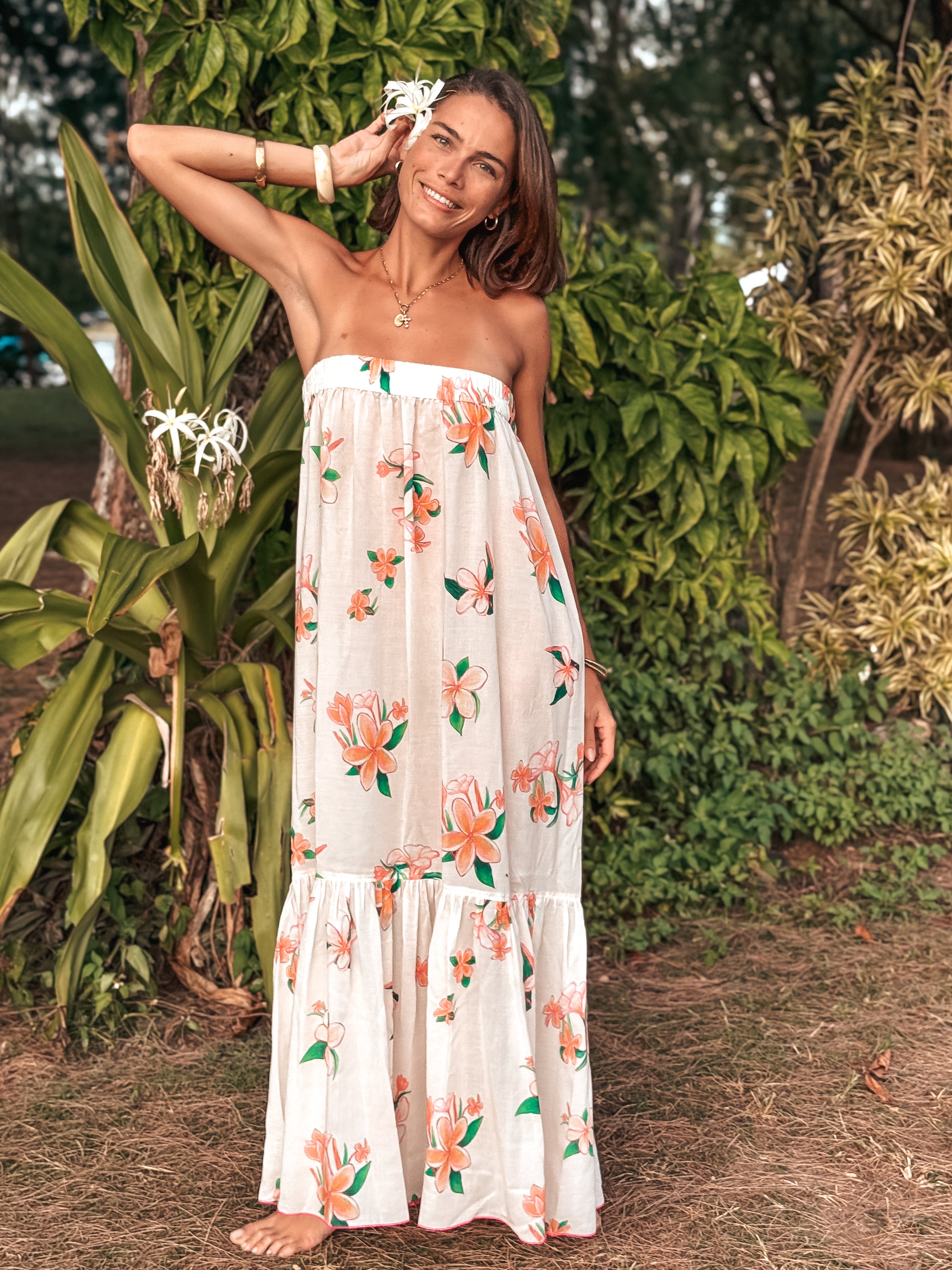 Strapless Sun Dress - Plumeria French Vanilla