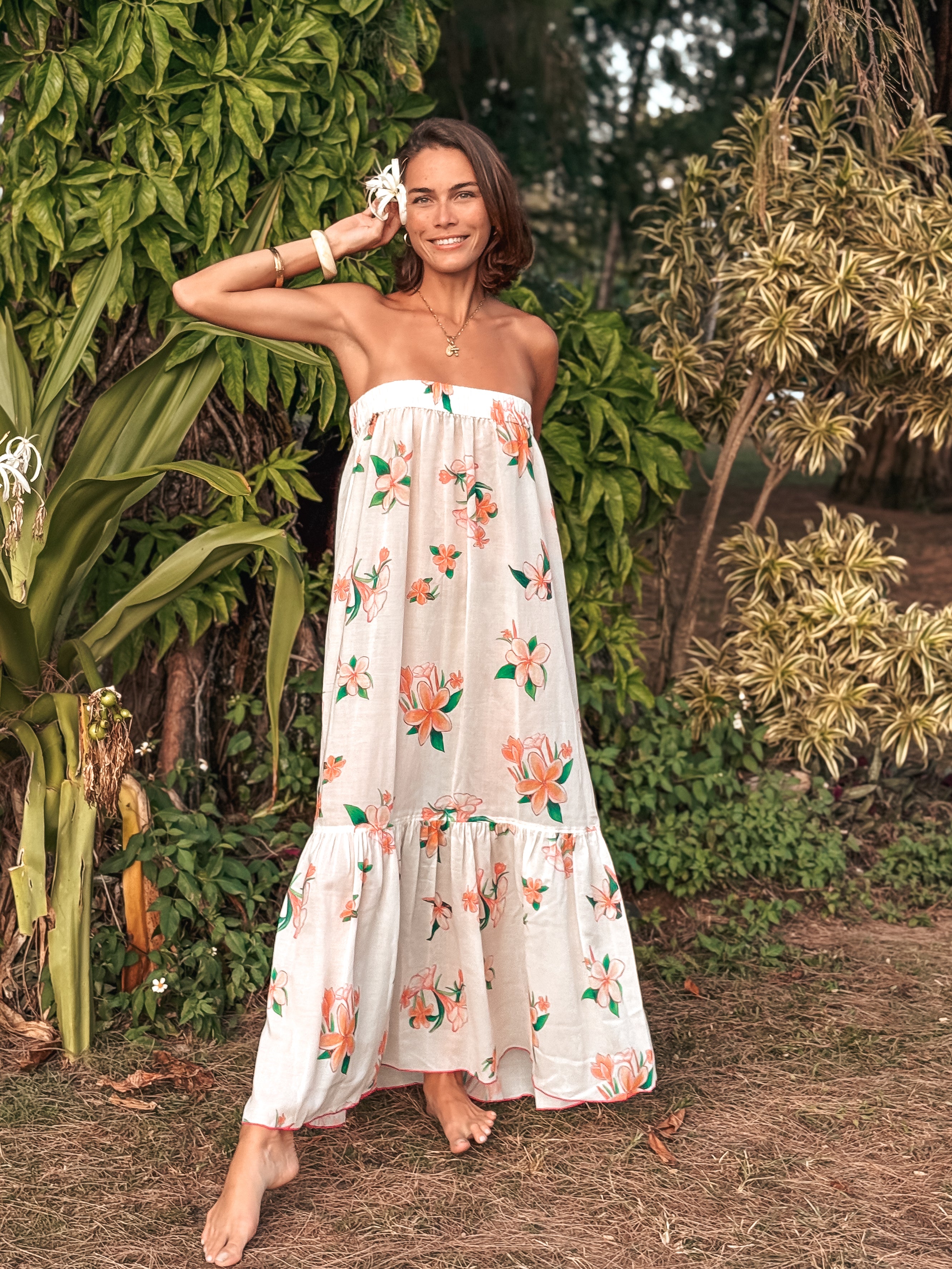 Strapless Sun Dress - Plumeria French Vanilla