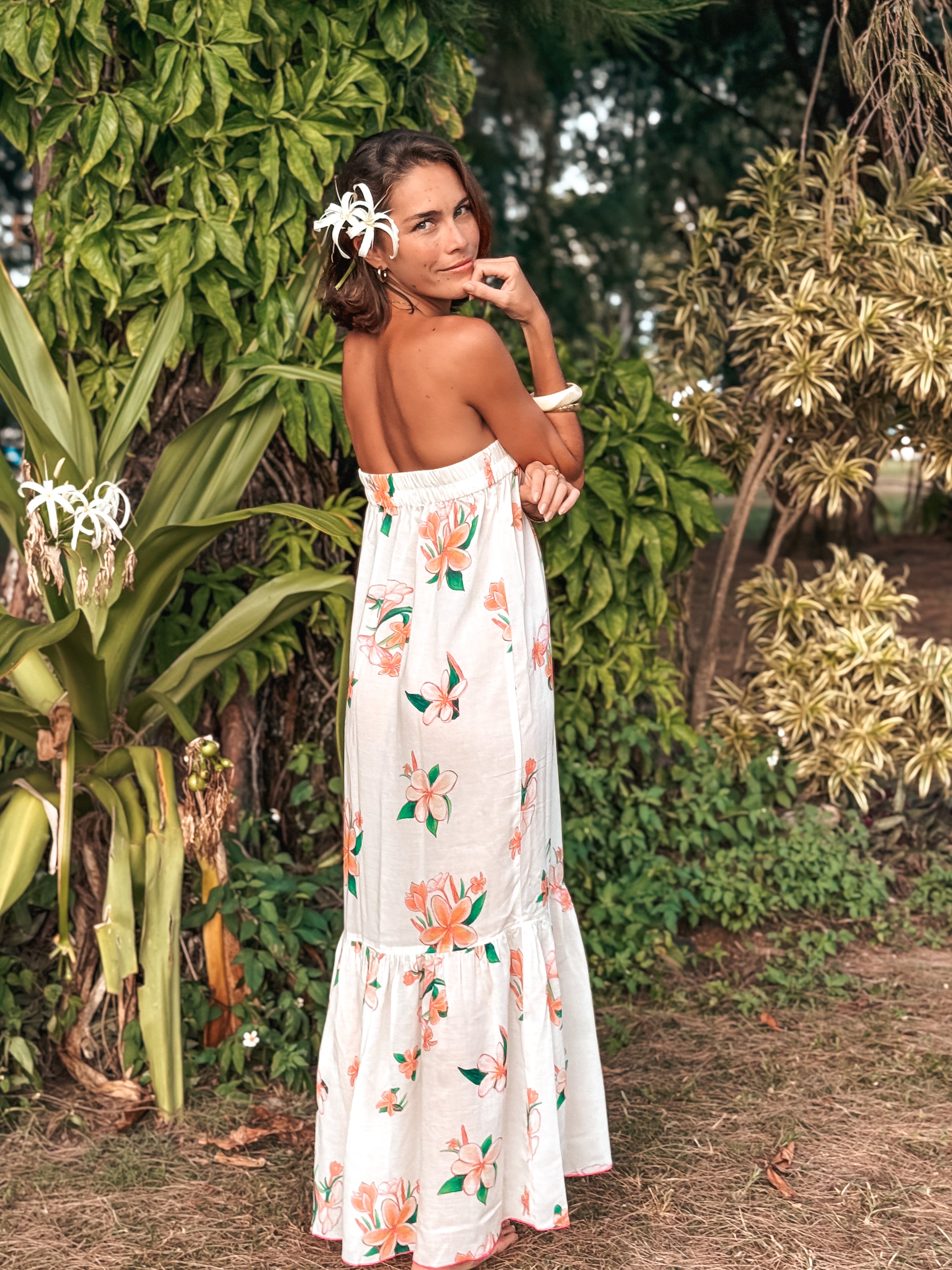 Strapless Sun Dress - Plumeria French Vanilla