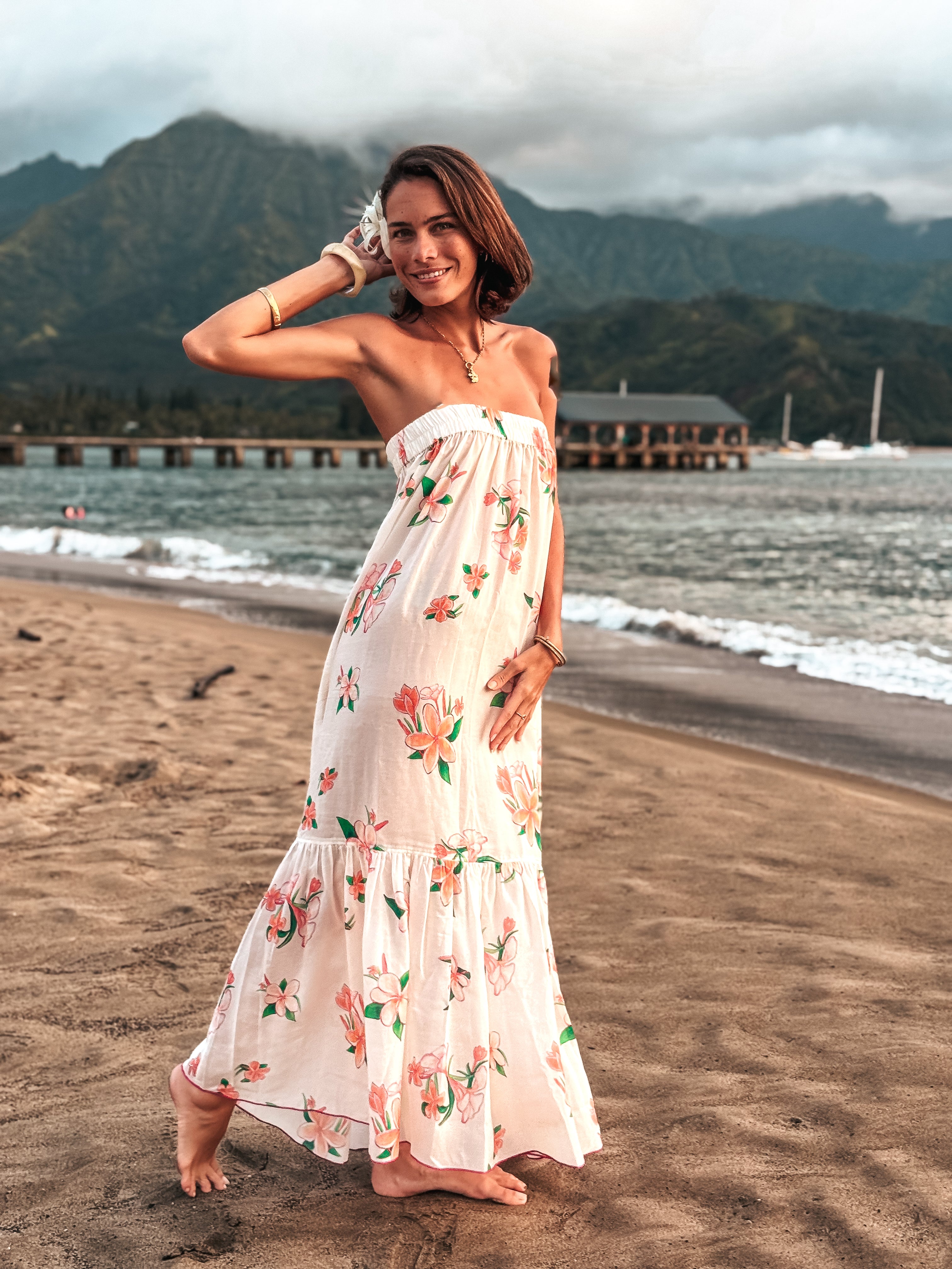 Strapless Sun Dress - Plumeria French Vanilla