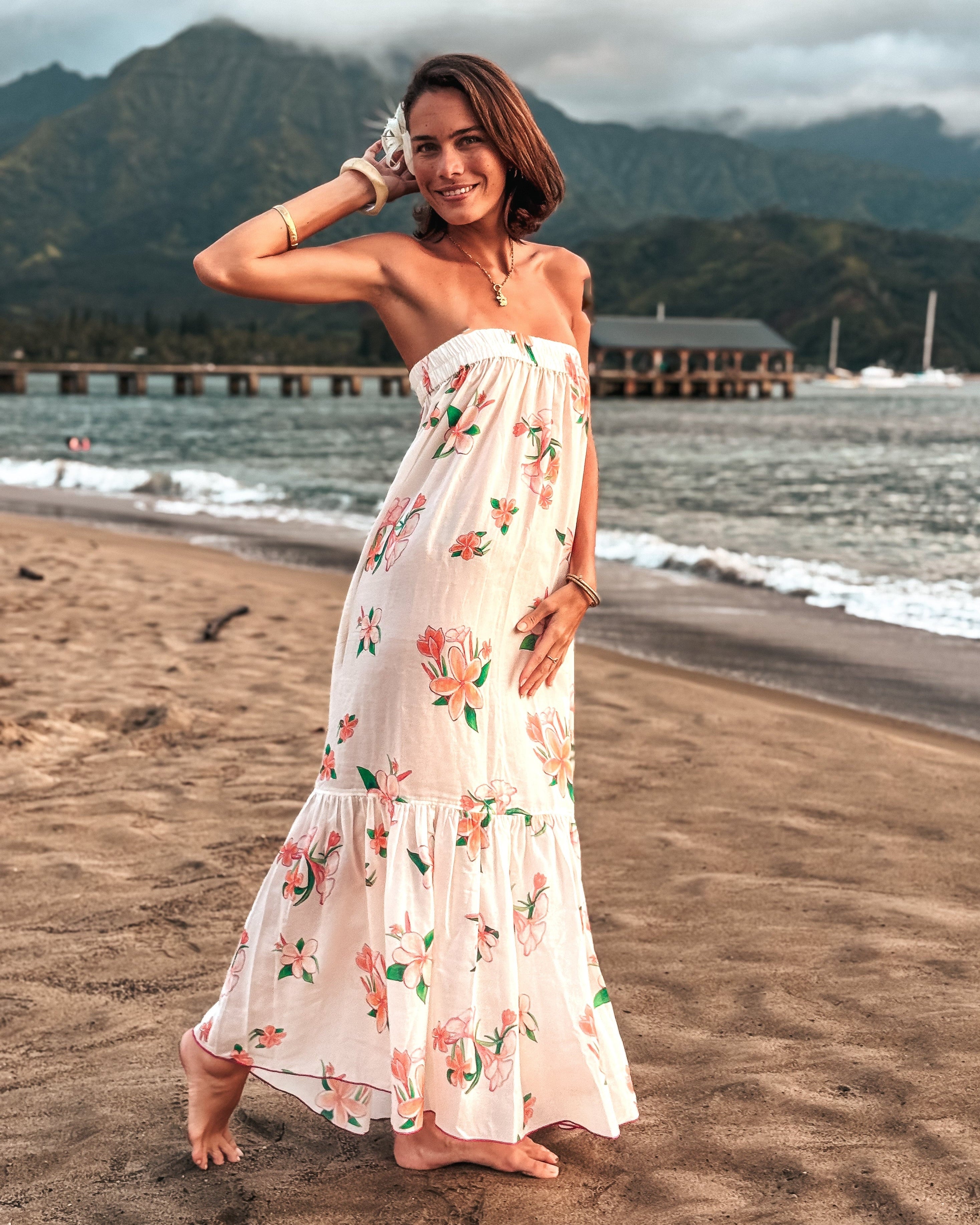 Strapless Sun Dress - Plumeria French Vanilla
