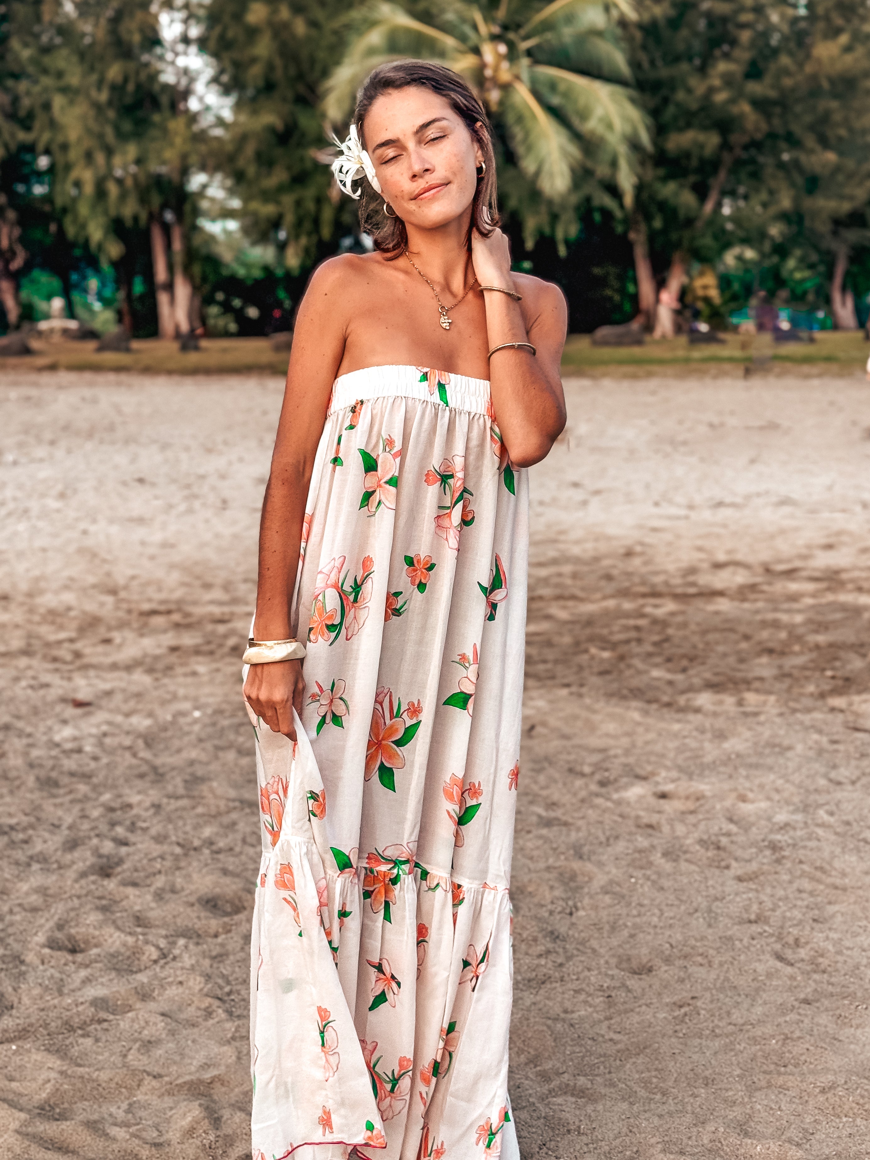 Strapless Sun Dress - Plumeria French Vanilla