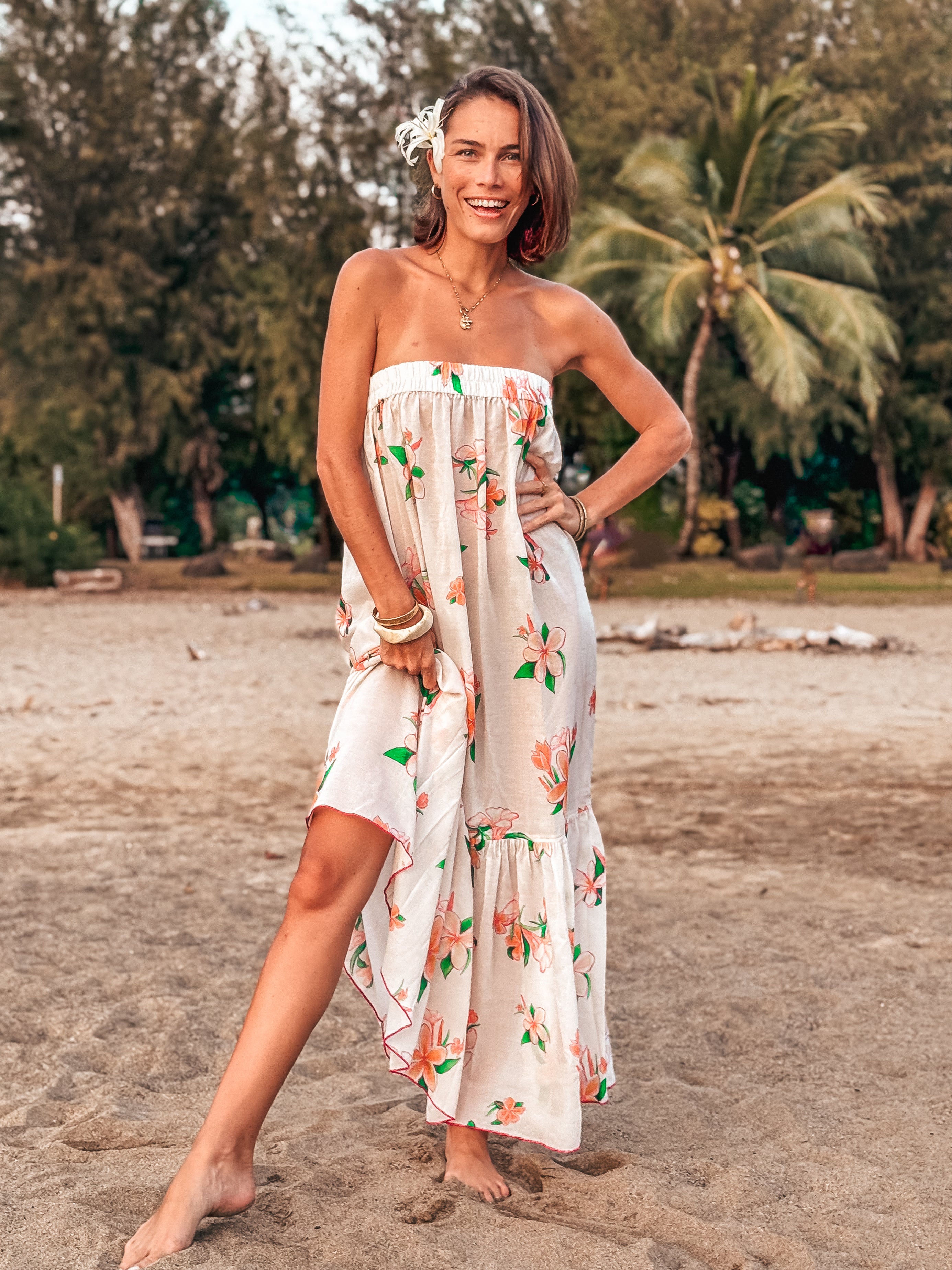 Strapless Sun Dress - Plumeria French Vanilla