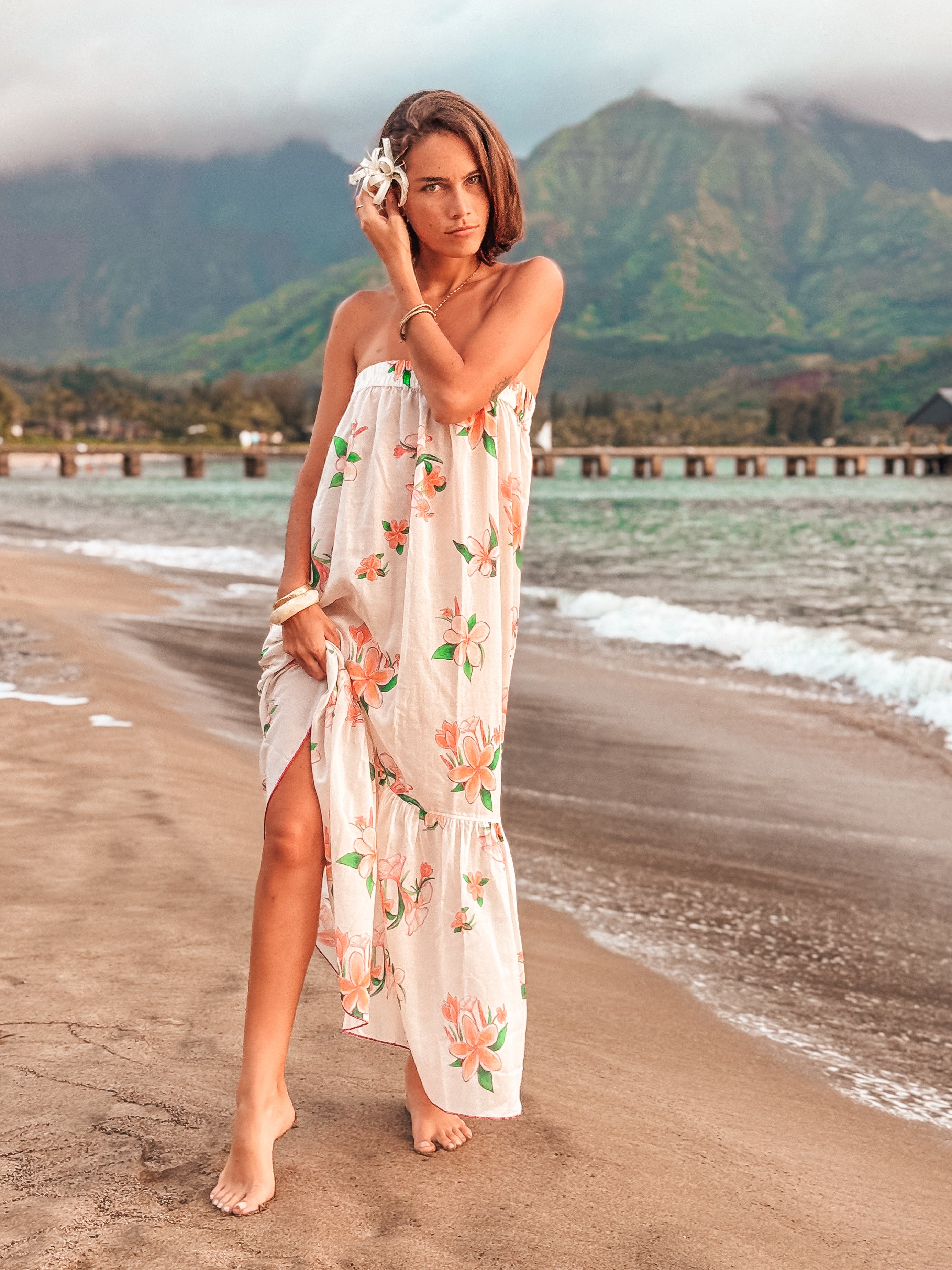 Strapless Sun Dress - Plumeria French Vanilla