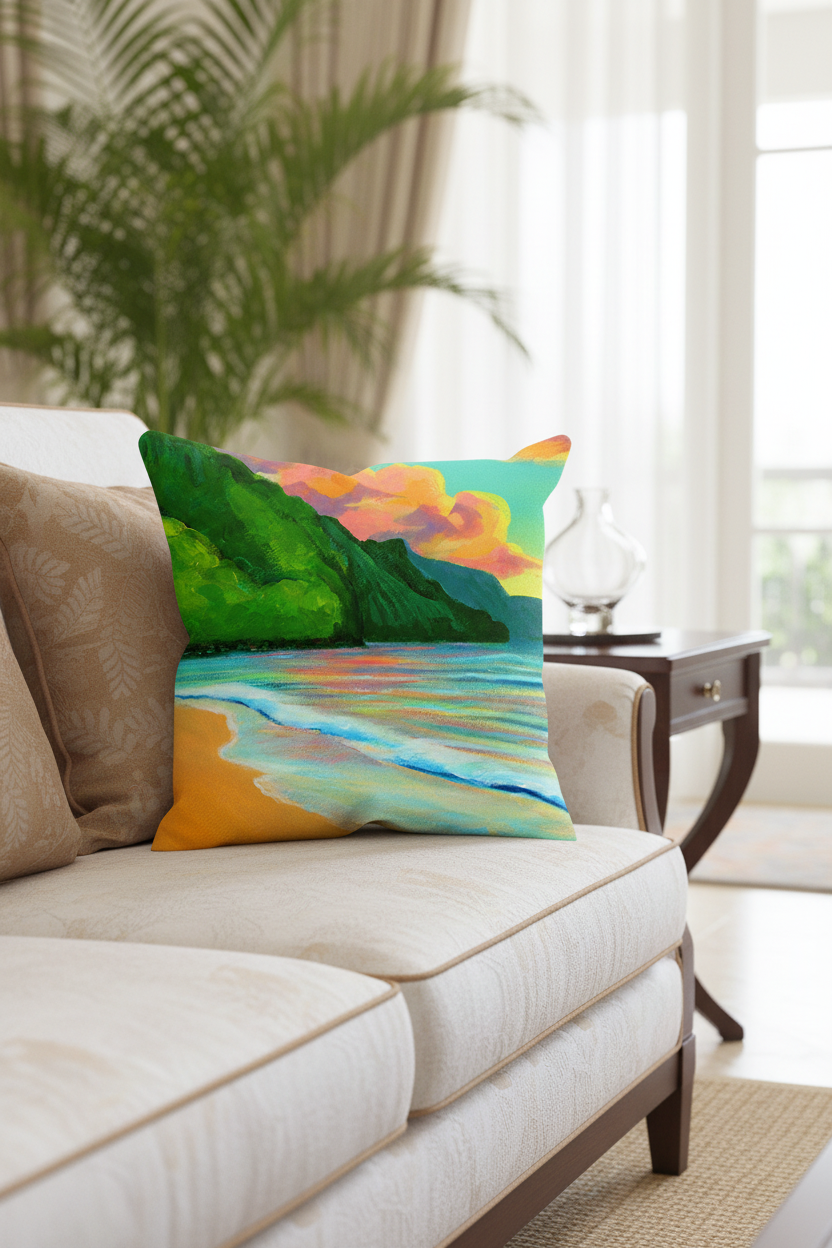 Ke'e sunset Pillow cover 20"x20"