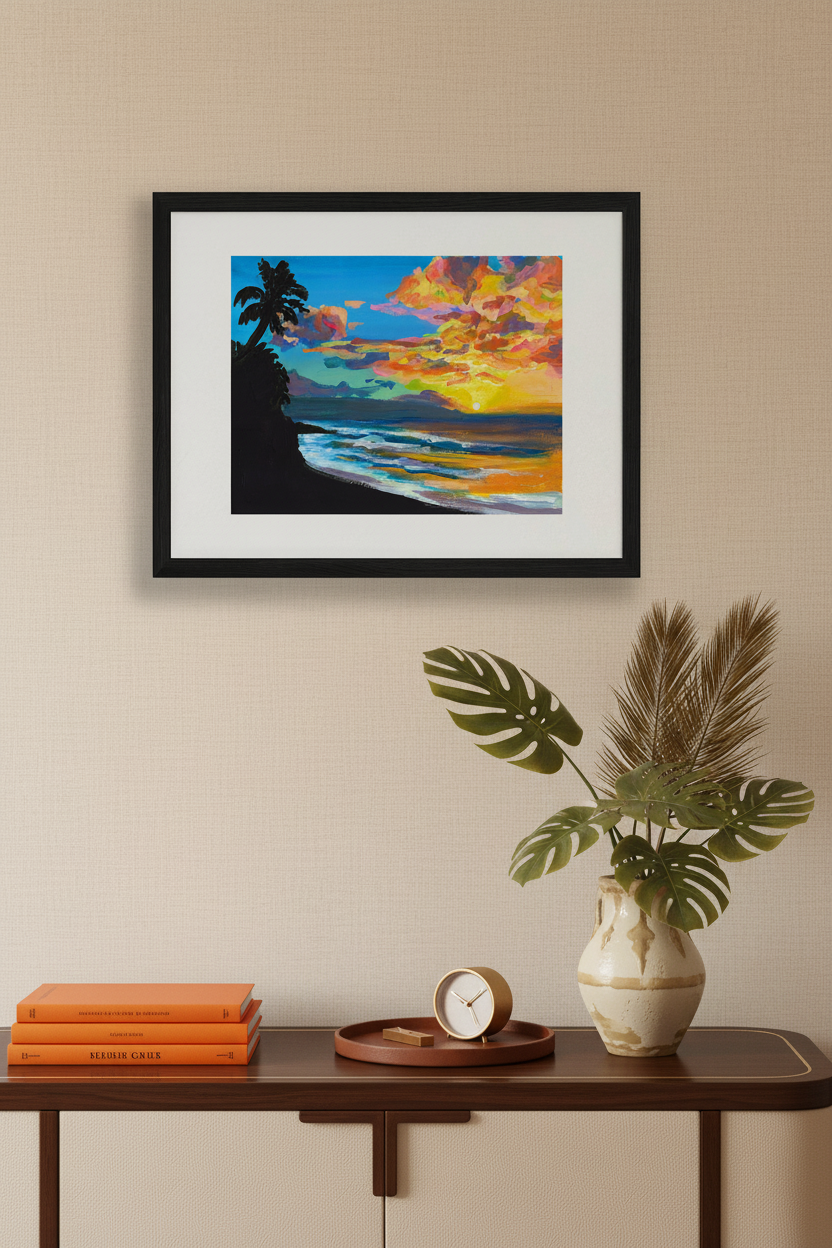Tropical Sunset - Matted Print - Landsacpe Hawaii Art