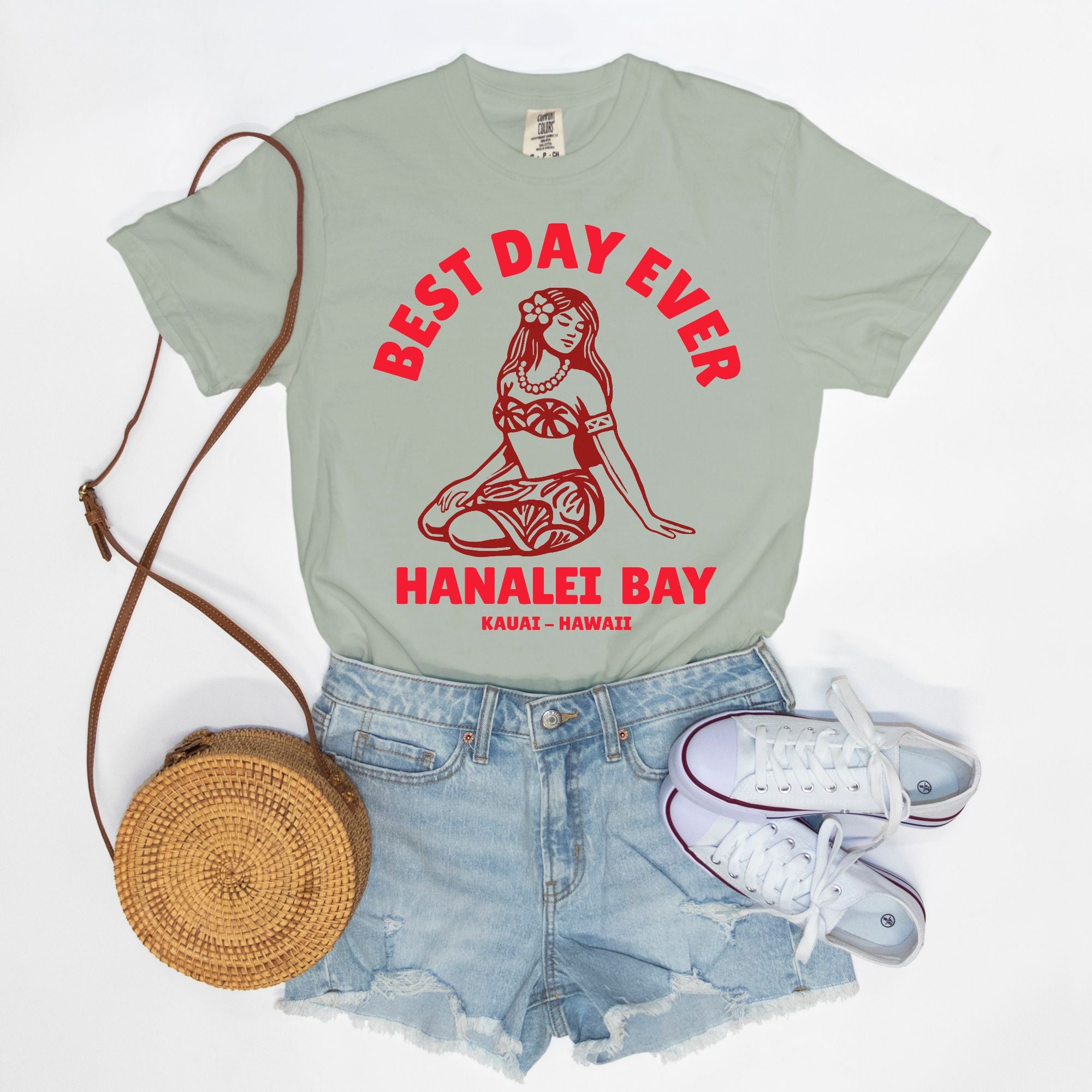 Tahitian Red - Best Day Ever – Hanalei Bay Logo Girl - Kauai - Hawaii T-shirt