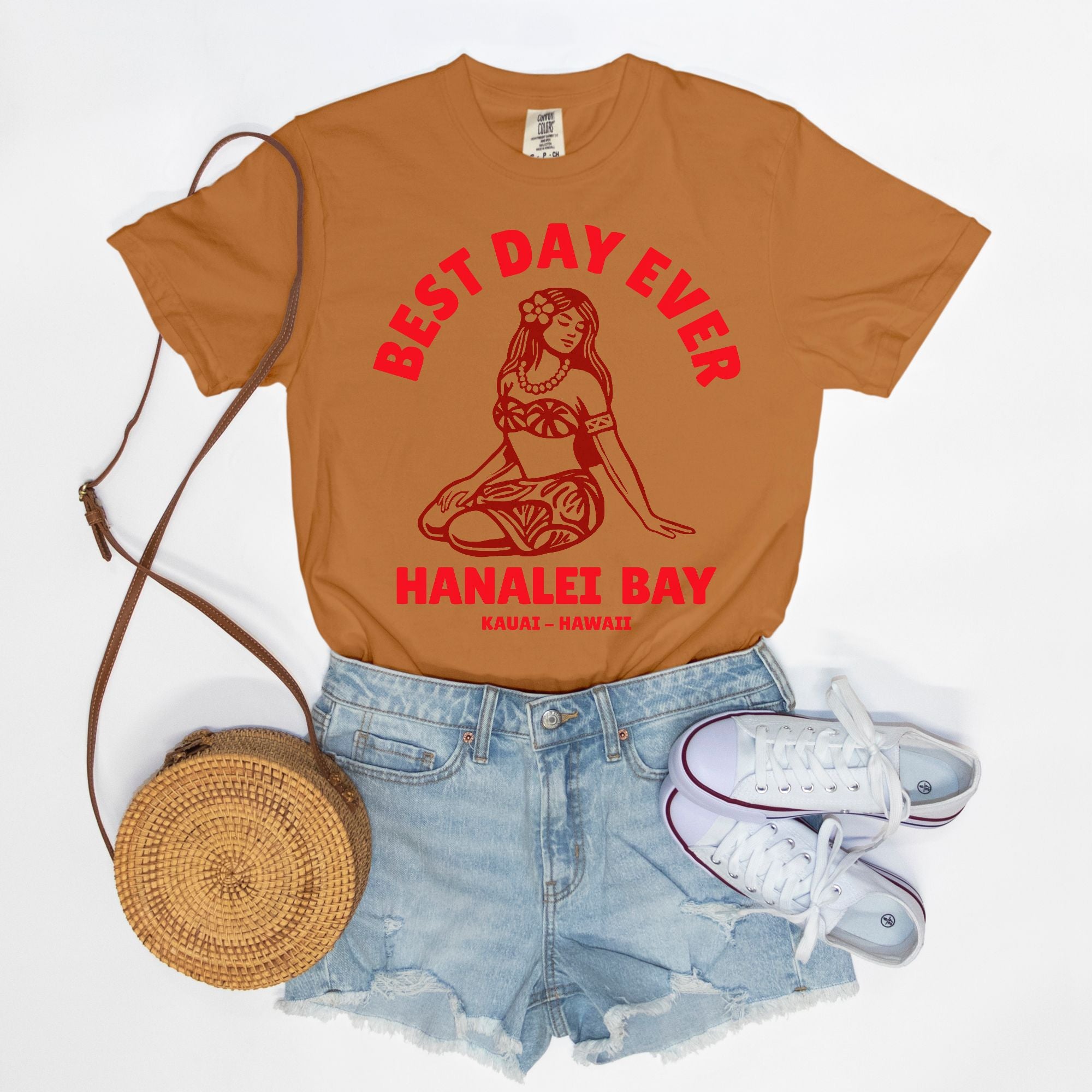 Tahitian Red - Best Day Ever – Hanalei Bay Logo Girl - Kauai - Hawaii T-shirt