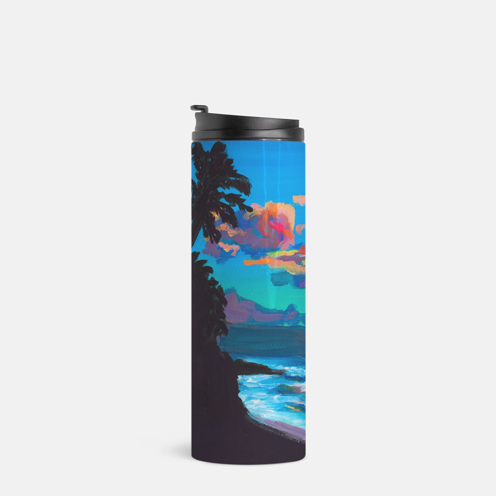 Tropical Sunset Thermal Tumbler 16oz | Hawaiian Landscape Insulated Stainless Steel Travel Mug