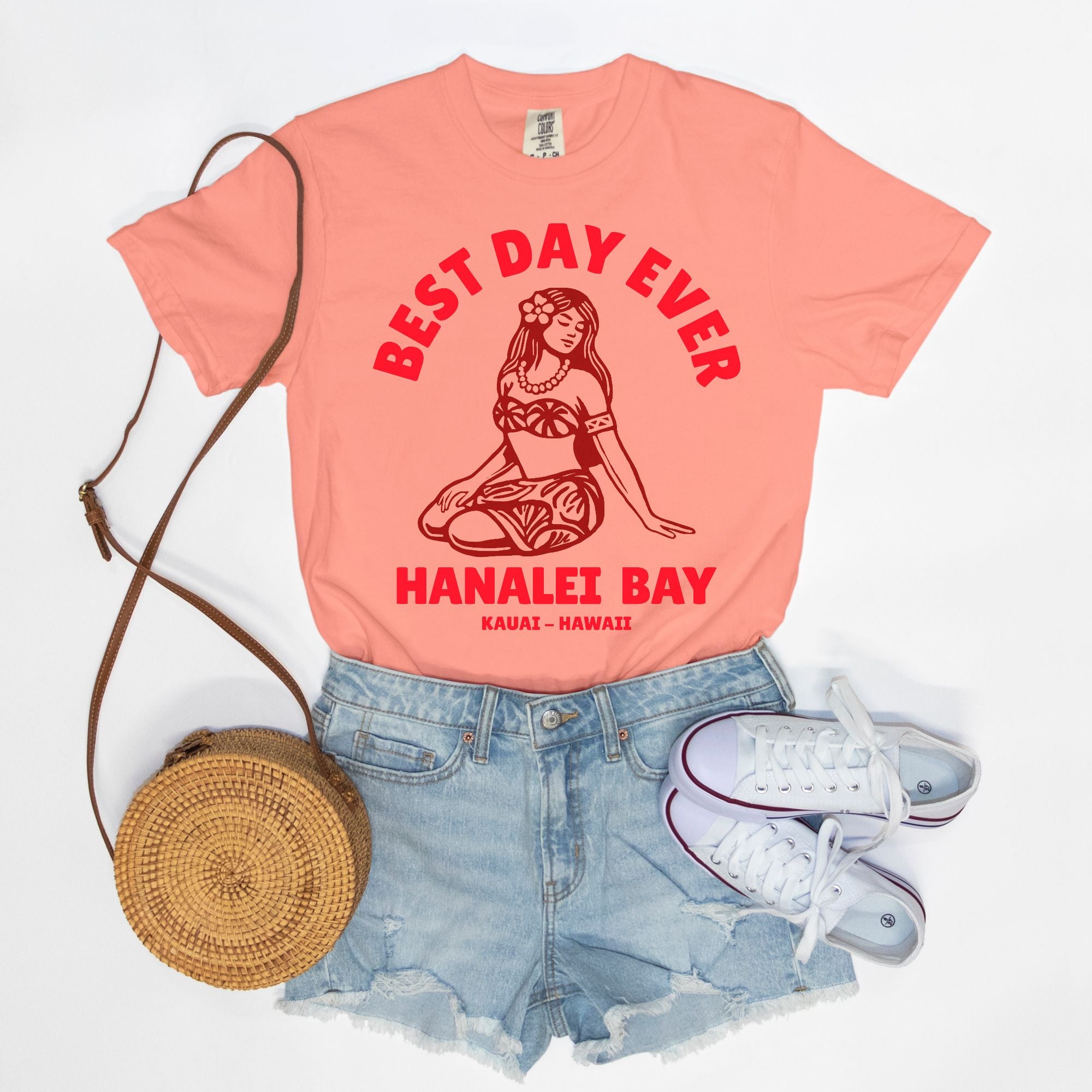 Tahitian Red - Best Day Ever – Hanalei Bay Logo Girl - Kauai - Hawaii T-shirt