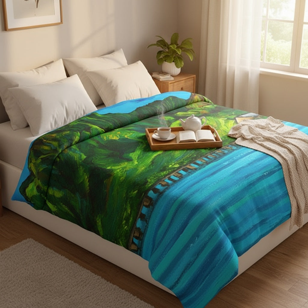 Hanalei Pier - Tropical Hawaii Landscape Artist Bedding - Duvet Cover