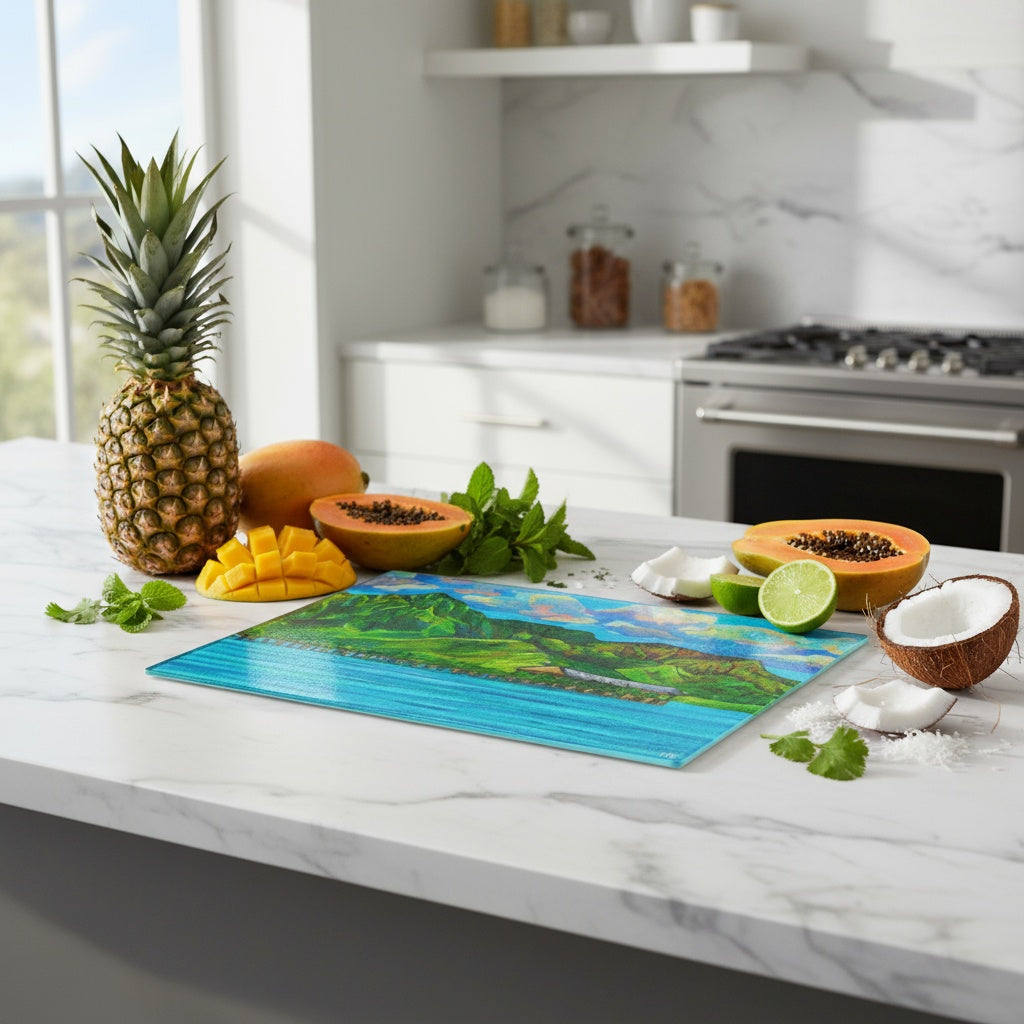 Hanalei Pier - Tempered Glass Cutting and Serving Boards - Kauai, Hawaii