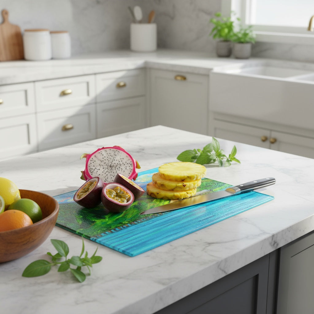 Hanalei Pier - Tempered Glass Cutting and Serving Boards - Kauai, Hawaii
