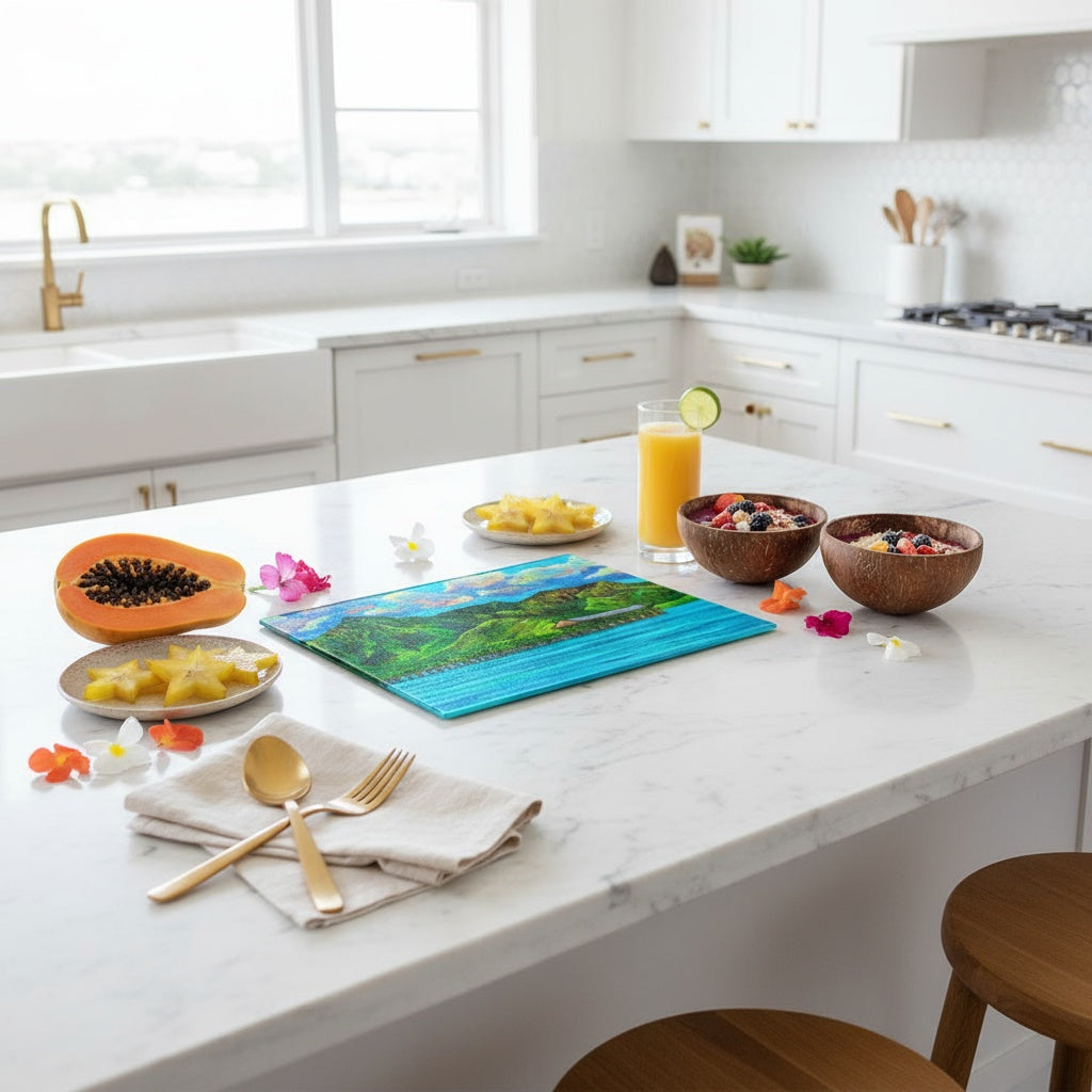 Hanalei Pier - Tempered Glass Cutting and Serving Boards - Kauai, Hawaii