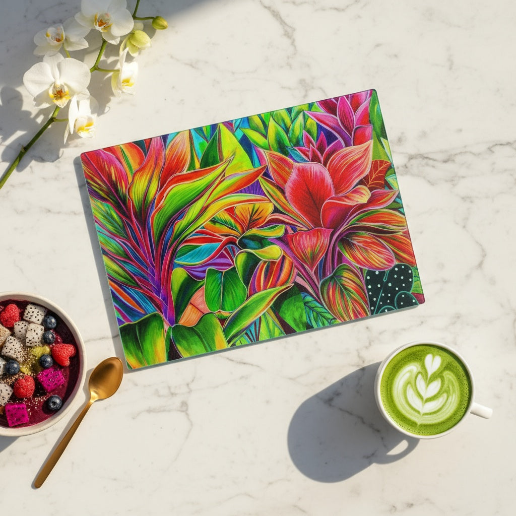 NEW - Tropical Light - Tempered Glass Cutting and Serving Boards