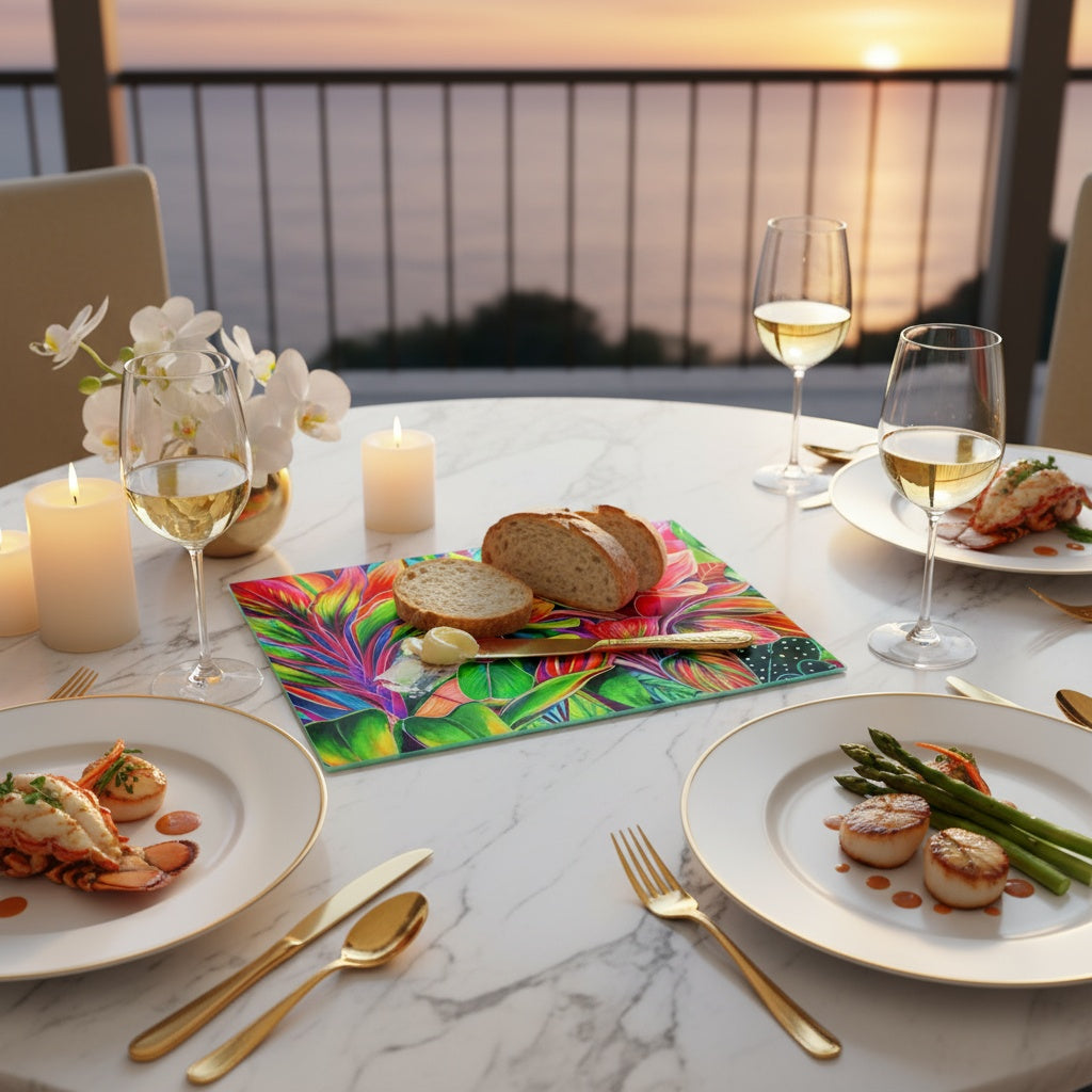 NEW - Tropical Light - Tempered Glass Cutting and Serving Boards