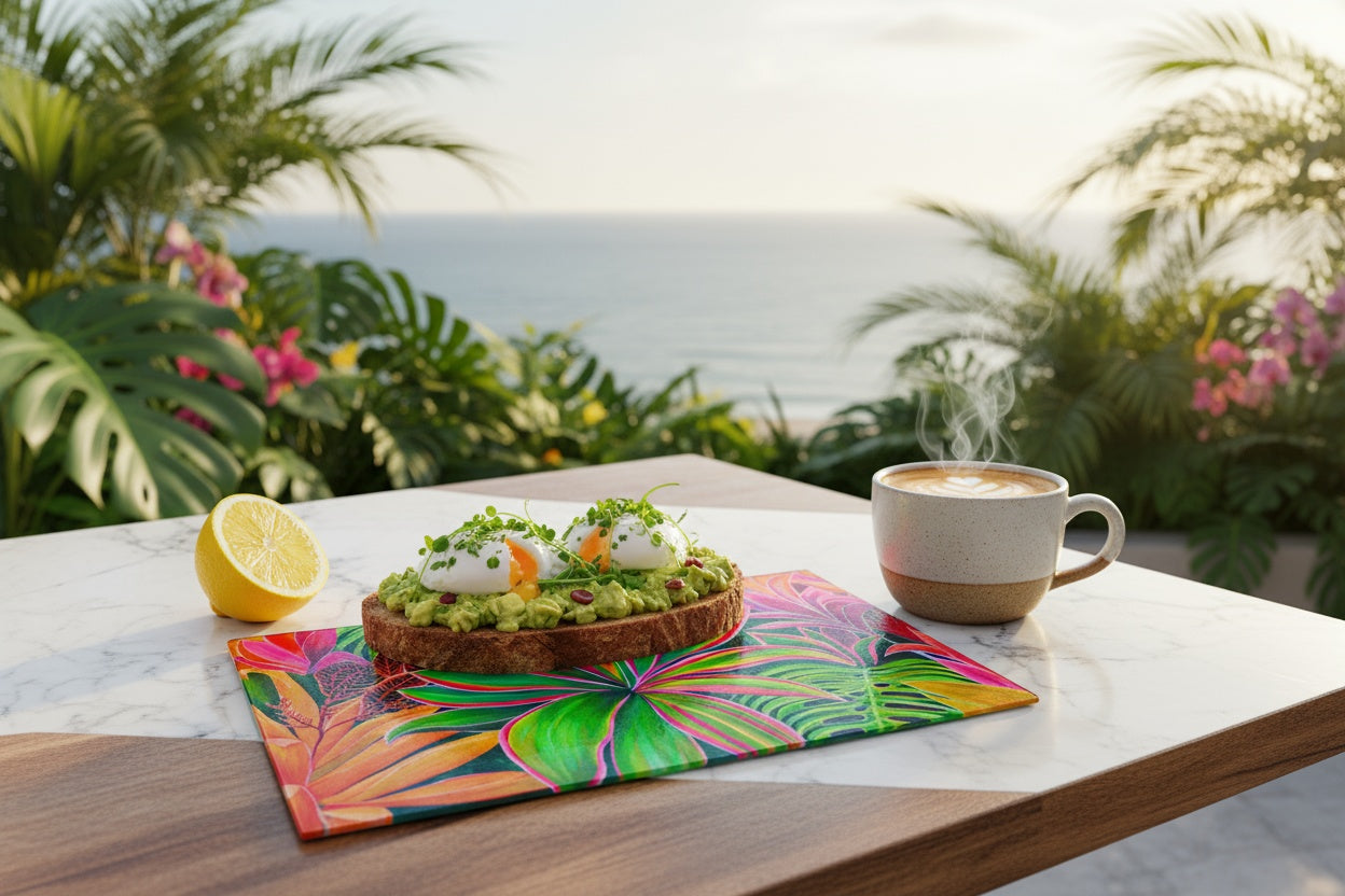 Open Heart - Tempered Glass Cutting and Serving Boards - Tropical Flowers