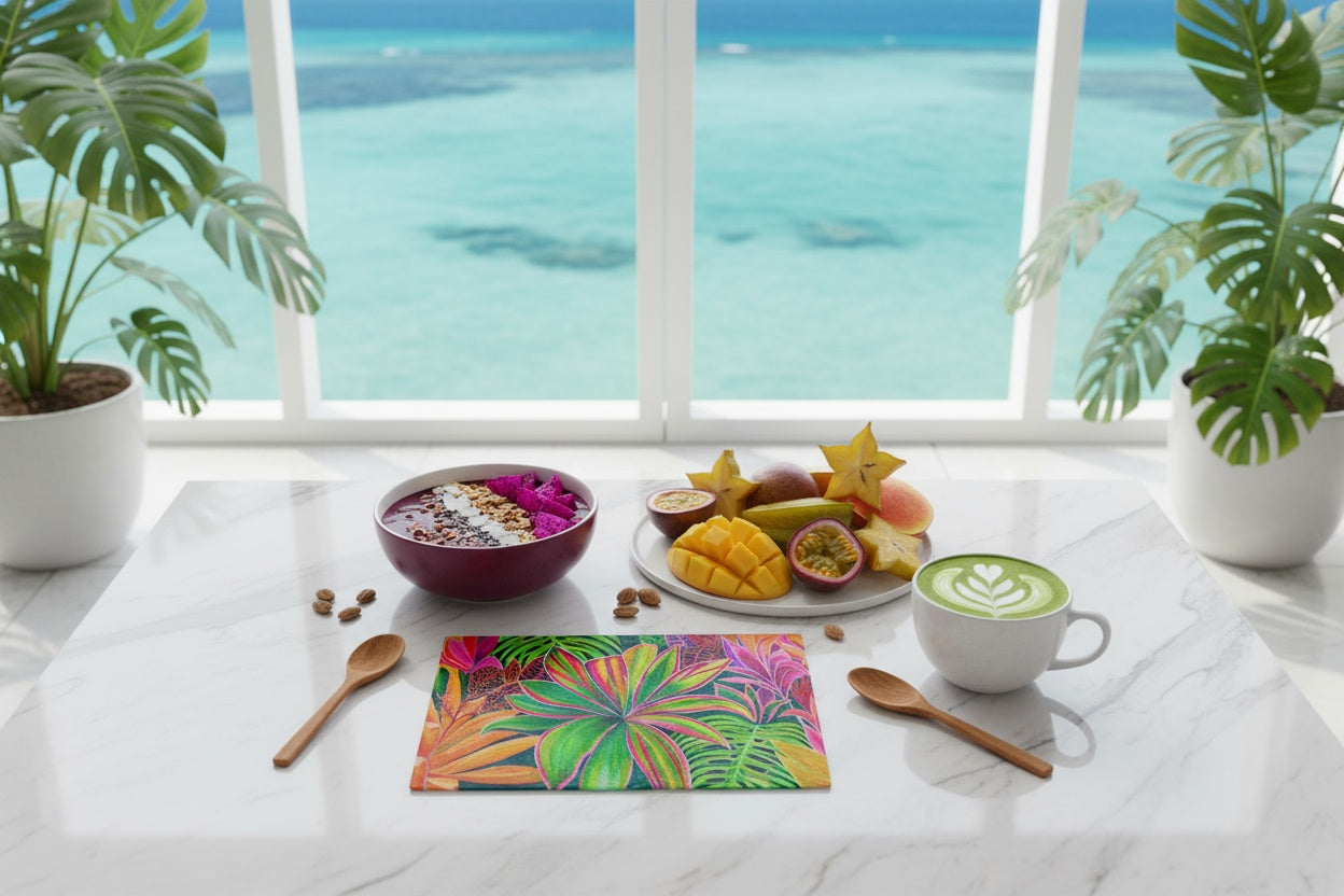 Open Heart - Tempered Glass Cutting and Serving Boards - Tropical Flowers