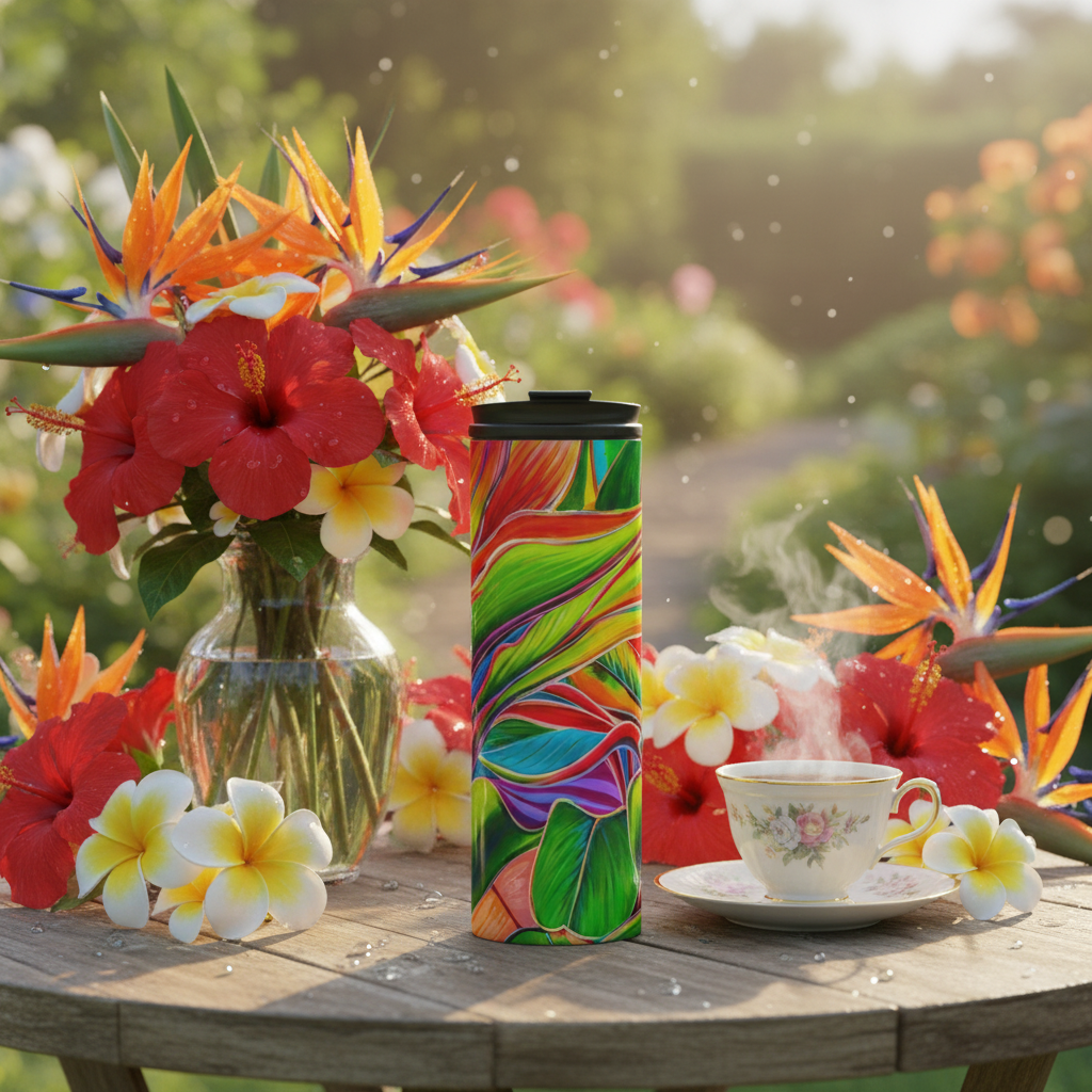 Tropical Light Thermal Tumbler 16oz | HawaiianFloral Insulated Stainless Steel Travel Mug
