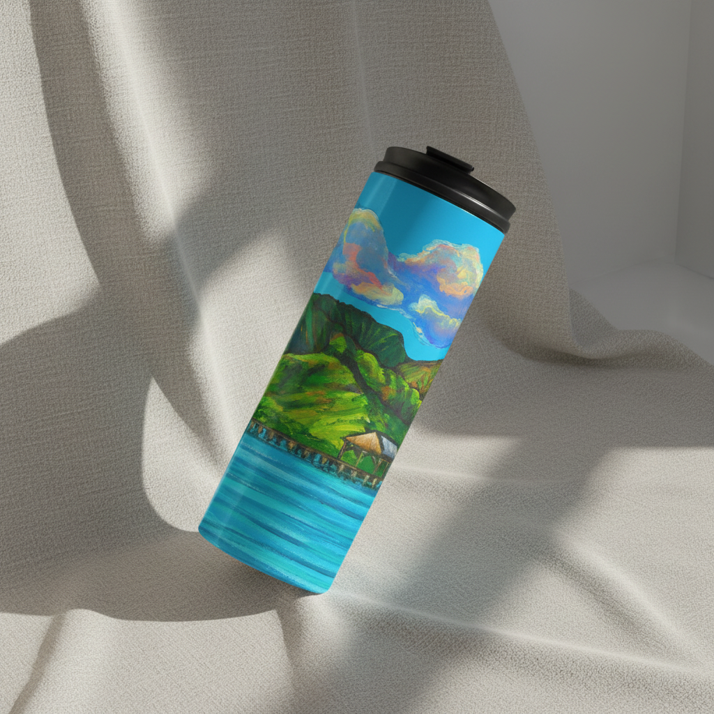 Hanalei Pier Thermal Tumbler 16oz | Hawaiian Insulated Stainless Steel Travel Mug