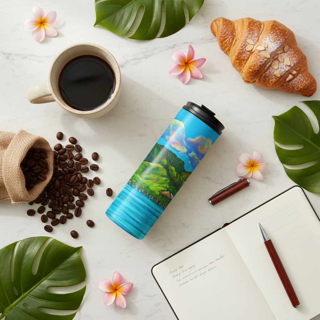 Hanalei Pier Thermal Tumbler 16oz | Hawaiian Insulated Stainless Steel Travel Mug