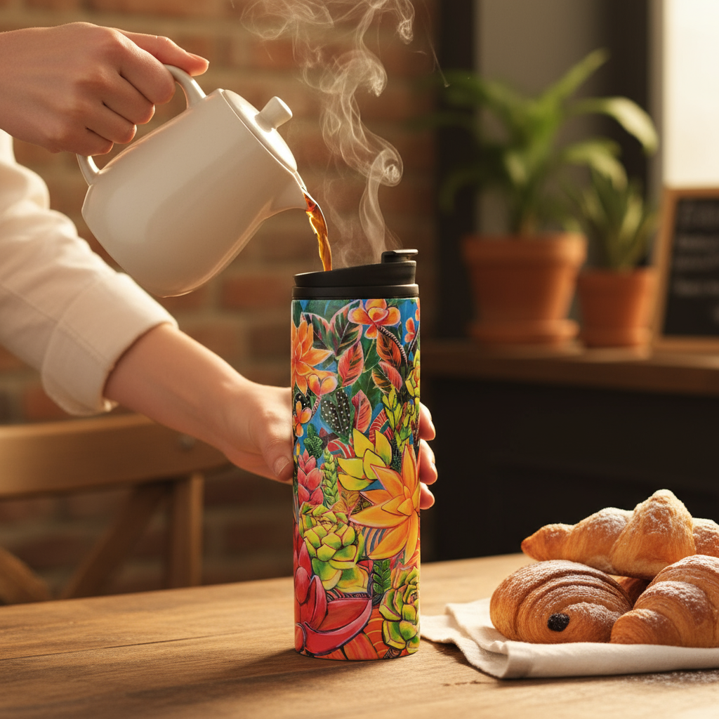 Hawaii Thermal Tumbler 16oz | Insulated Stainless Steel Travel Mug with Hawaiian Floral Print