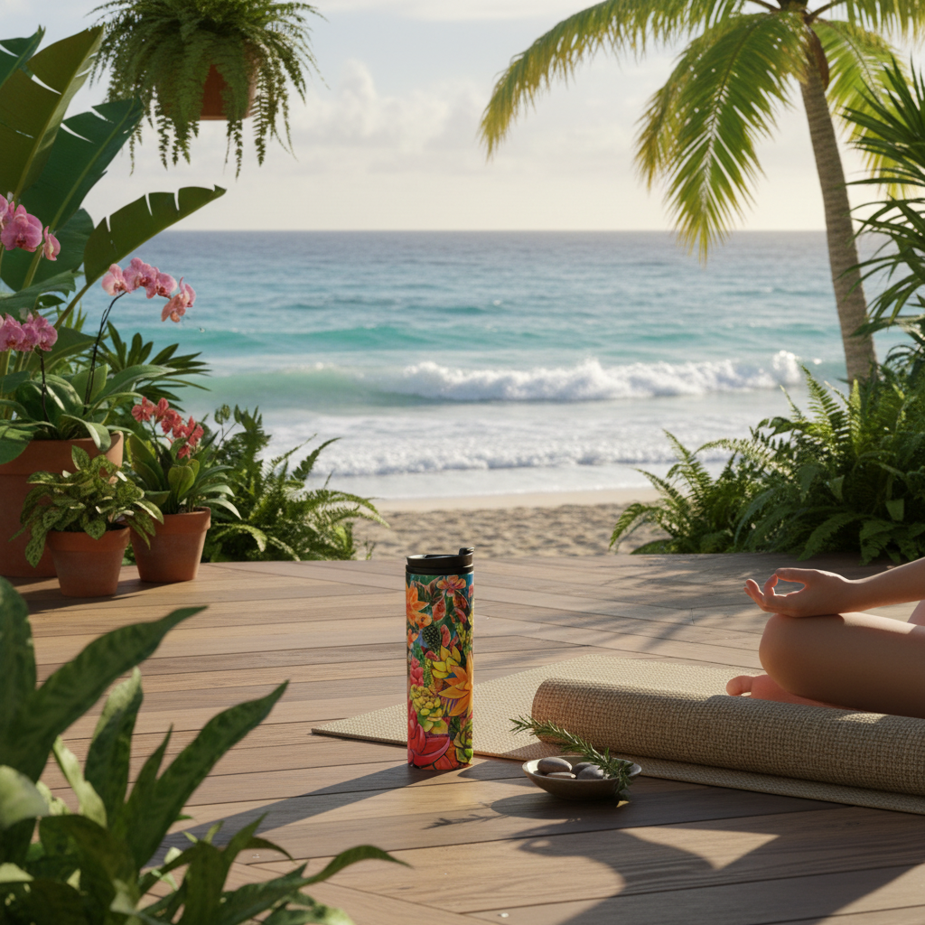 Hawaii Thermal Tumbler 16oz | Insulated Stainless Steel Travel Mug with Hawaiian Floral Print
