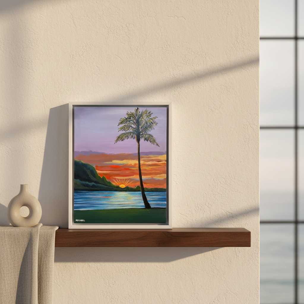 NEW Hanalei Sunset: The Black Series – Original Painting on Wood by Michal - Rare Originals