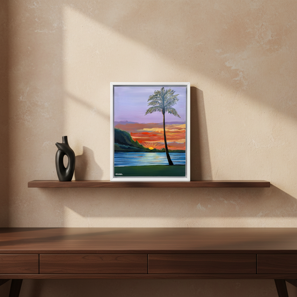 NEW Hanalei Sunset: The Black Series – Original Painting on Wood by Michal - Rare Originals